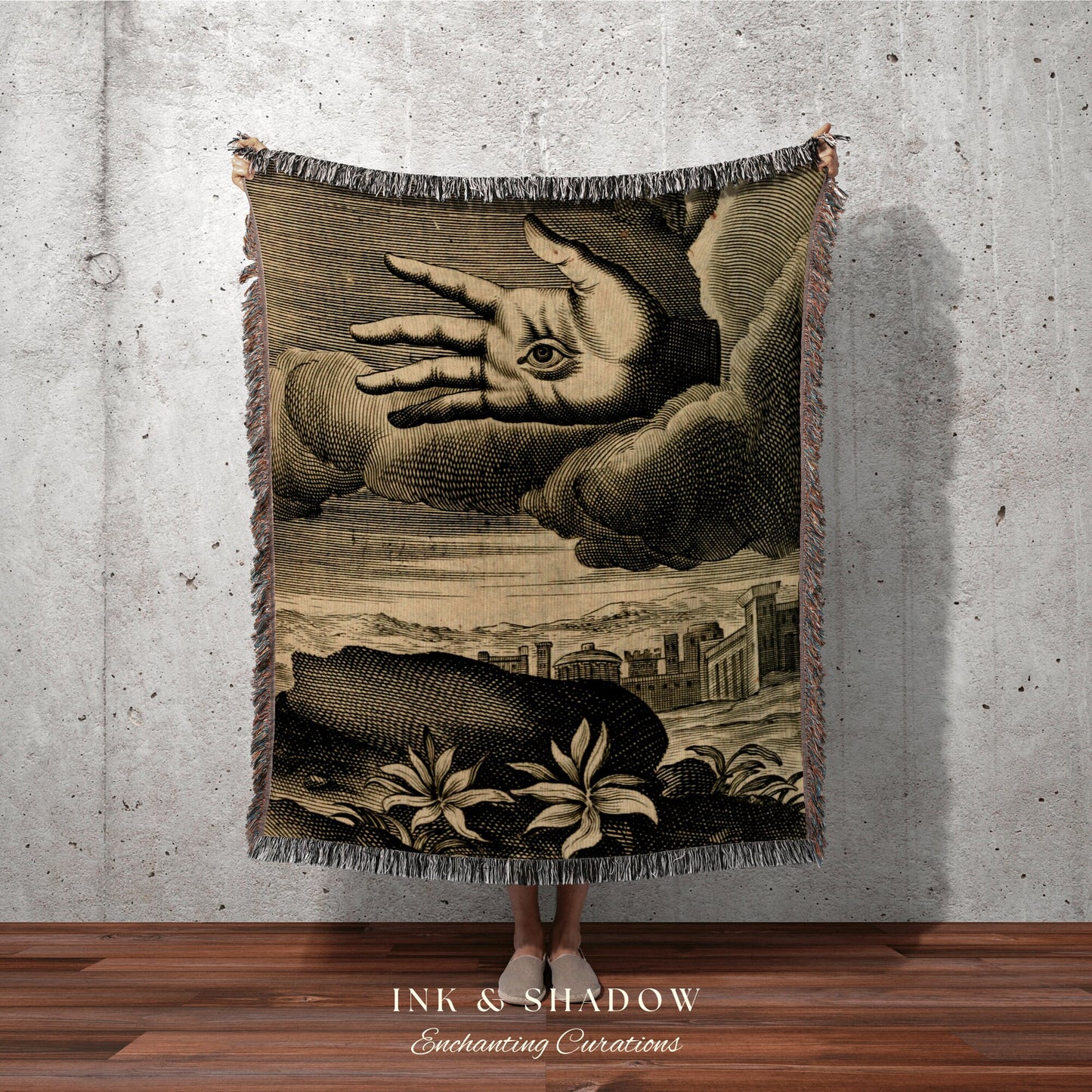 Dark Academia Tapestry Woven Blanket | Woven Wall Hanging Whimsigoth Decor | "Recueil D'emblemes Divers" | Dark Cottagecore Gothic Tapestry