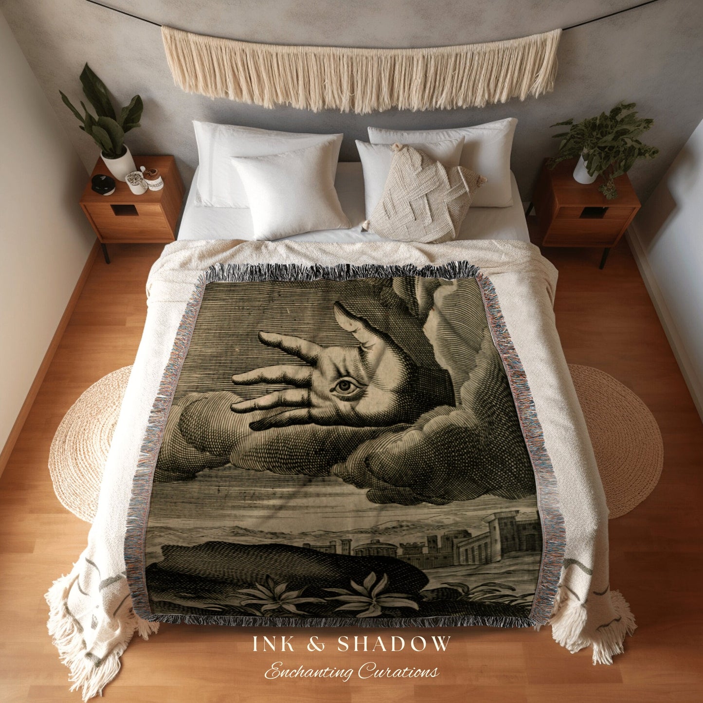 Dark Academia Tapestry Woven Blanket | Woven Wall Hanging Whimsigoth Decor | "Recueil D'emblemes Divers" | Dark Cottagecore Gothic Tapestry