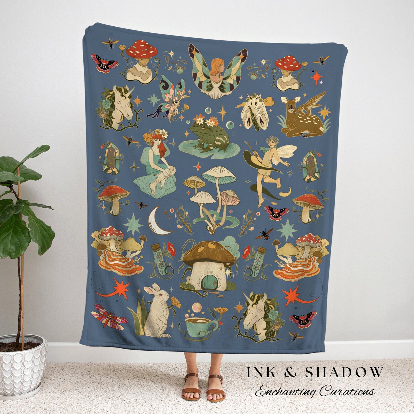 Fairycore Decor Cottagecore Tapestry Whimsigoth Decor | Fairy Room Decor Cottagecore Decor Woven Blanket | Goblincore Decor Tapestry Woven