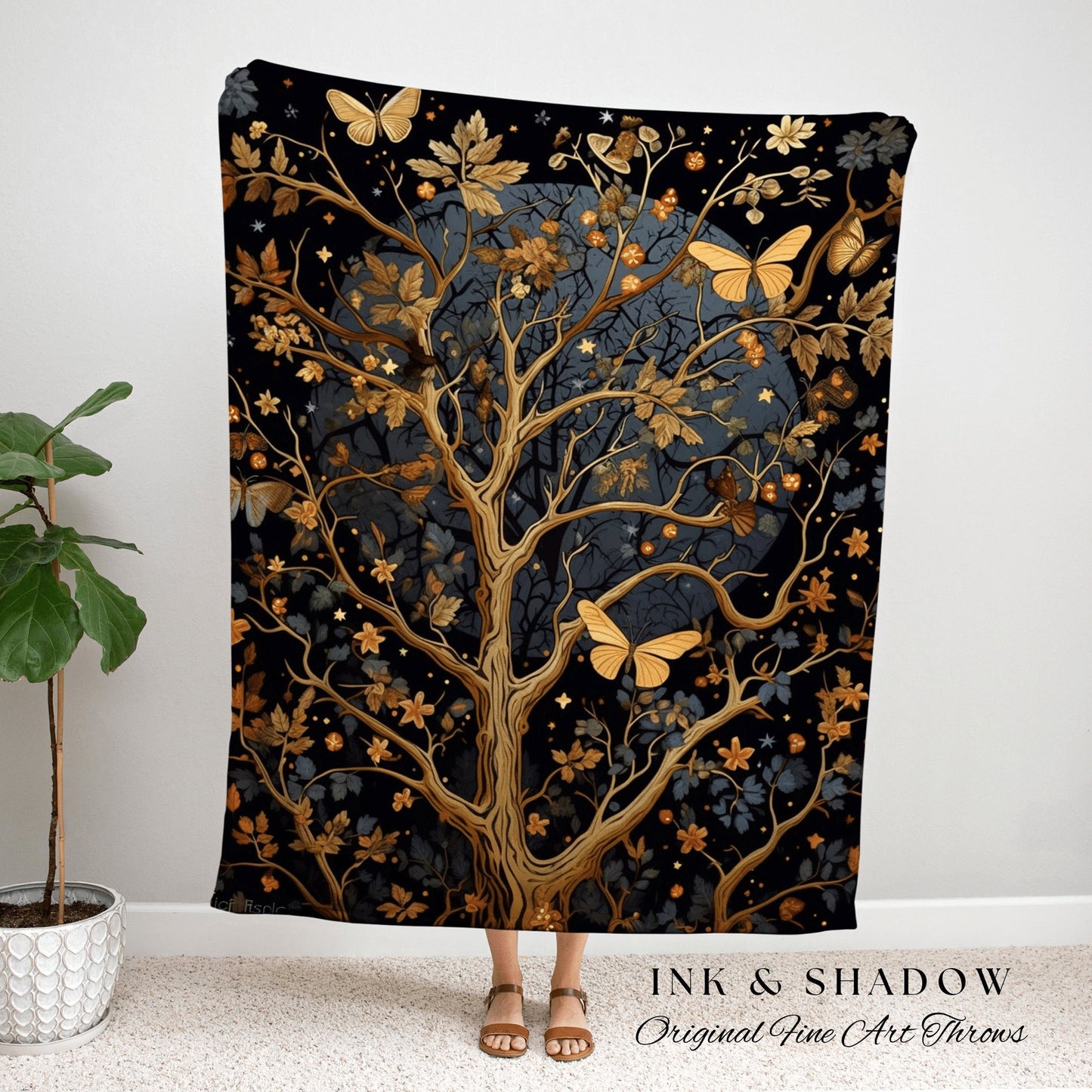 Cozy Autumn Decor Blanket Woven Tapestry | Butterfly Blanket Dark Academia Room Decor Tapestry Woven Wall Hanging | Vintage Fall Home Decor
