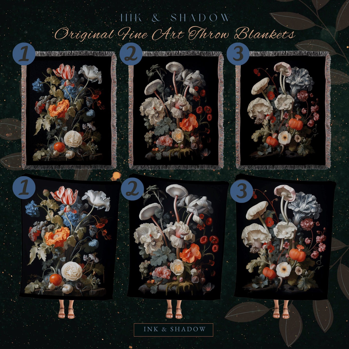 Baroque Floral Goth Tapestry Woven Wall Hanging | Jan Davidsz de Heem Flower Painting Blanket Woven | Whimsigoth Room Decor Witchy Aesthetic