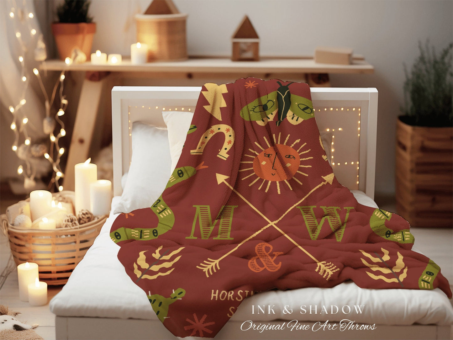 Anniversary Blanket Southwestern Decor Desert Aesthetic Blanket Woven Tapestry | Personalized Wedding Gift Blanket Custom Initials Gift |