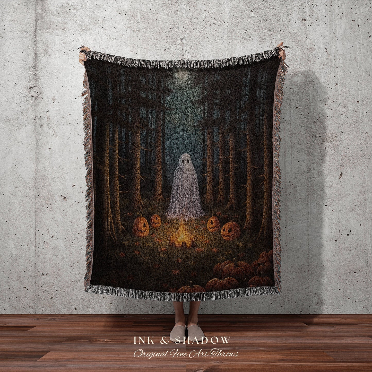 Macabre Ghost Painting Tapestry Blanket Ghost Spooky Tapestry | Halloween Vintage Ghost Art Woven Tapestry Halloween Decor Dark Academia Art