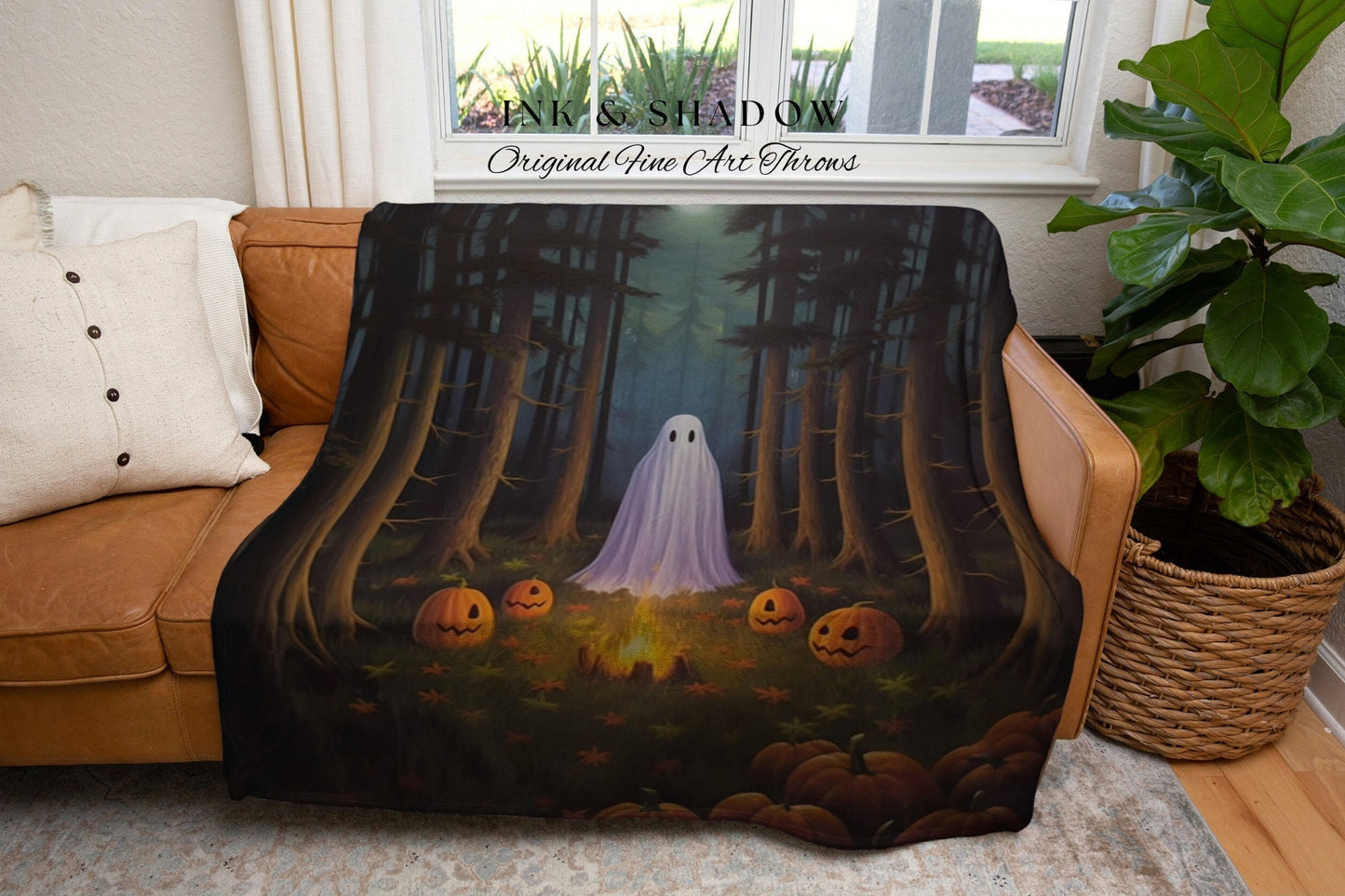 Macabre Ghost Painting Tapestry Blanket Ghost Spooky Tapestry | Halloween Vintage Ghost Art Woven Tapestry Halloween Decor Dark Academia Art