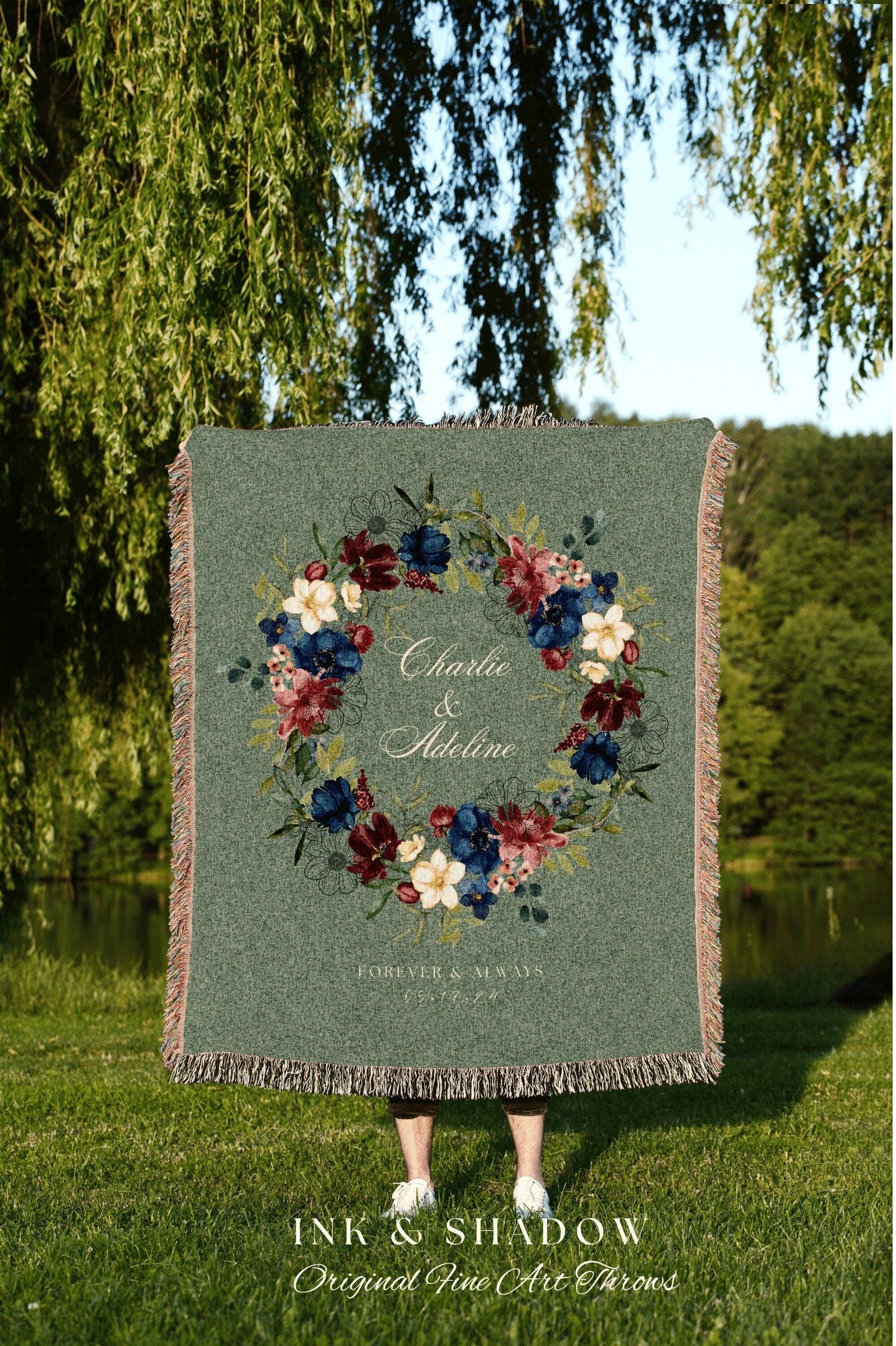 Mr and Mrs Custom Wedding Blanket | Personalized Last Name Gift Blanket Wedding Monogram Couple Keepsake Blanket Anniversary His & Hers Gift