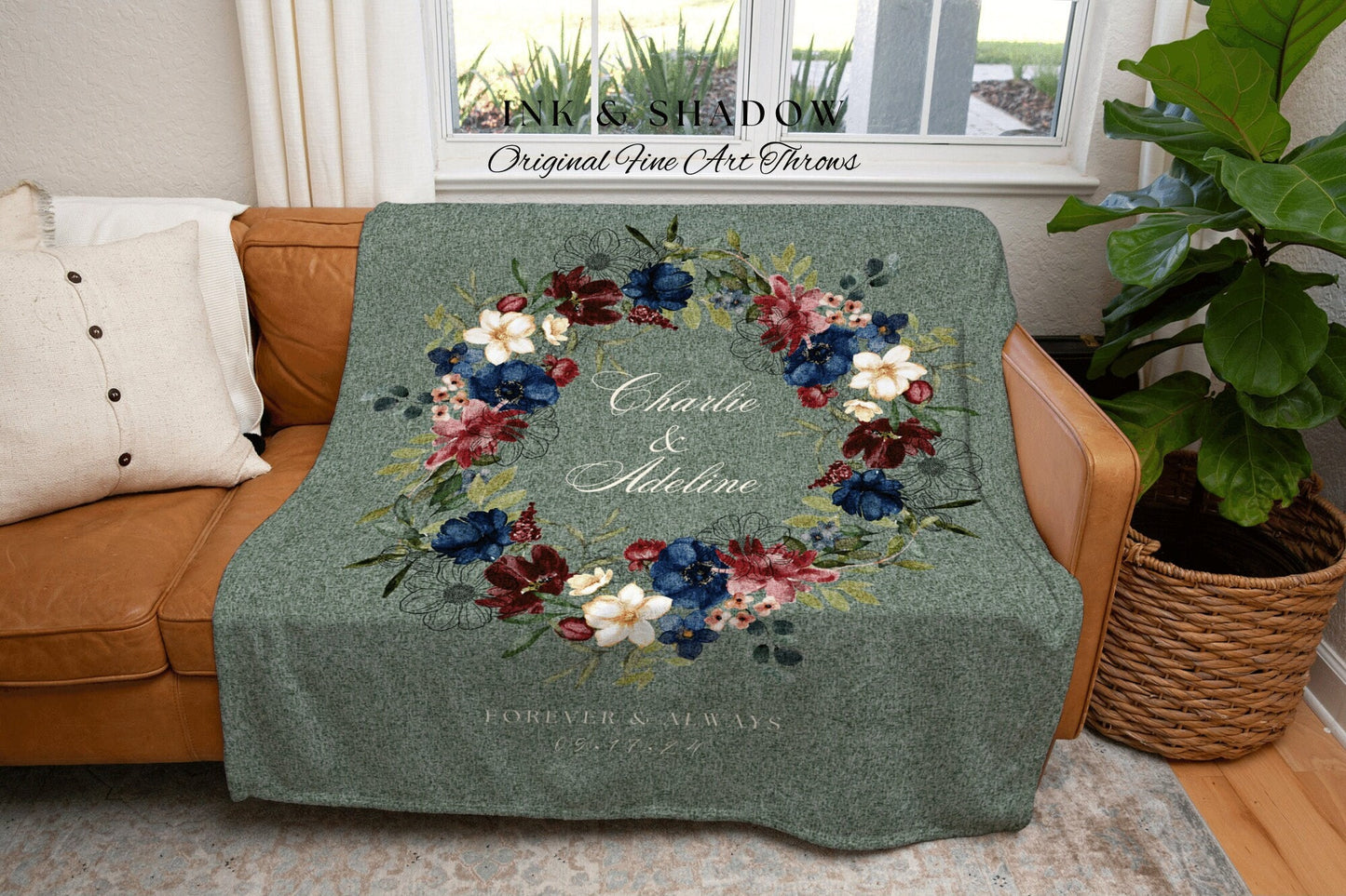 Mr and Mrs Custom Wedding Blanket | Personalized Last Name Gift Blanket Wedding Monogram Couple Keepsake Blanket Anniversary His & Hers Gift