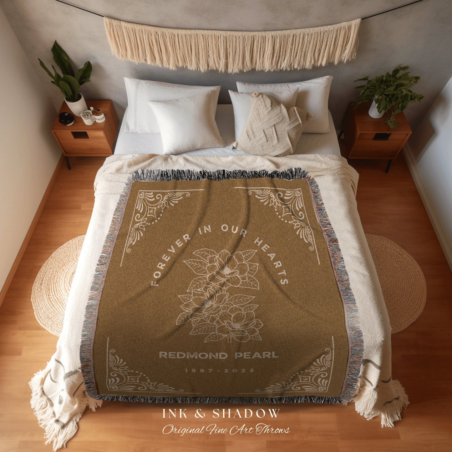 Forever in Our Hearts Memory Blanket | In Loving Memory Gift Sympathy Blanket Woven Tapestry Personalized Memory Blanket Comforting Keepsake