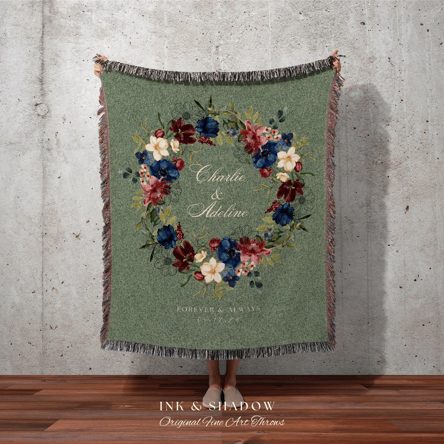 Mr and Mrs Custom Wedding Blanket | Personalized Last Name Gift Blanket Wedding Monogram Couple Keepsake Blanket Anniversary His & Hers Gift