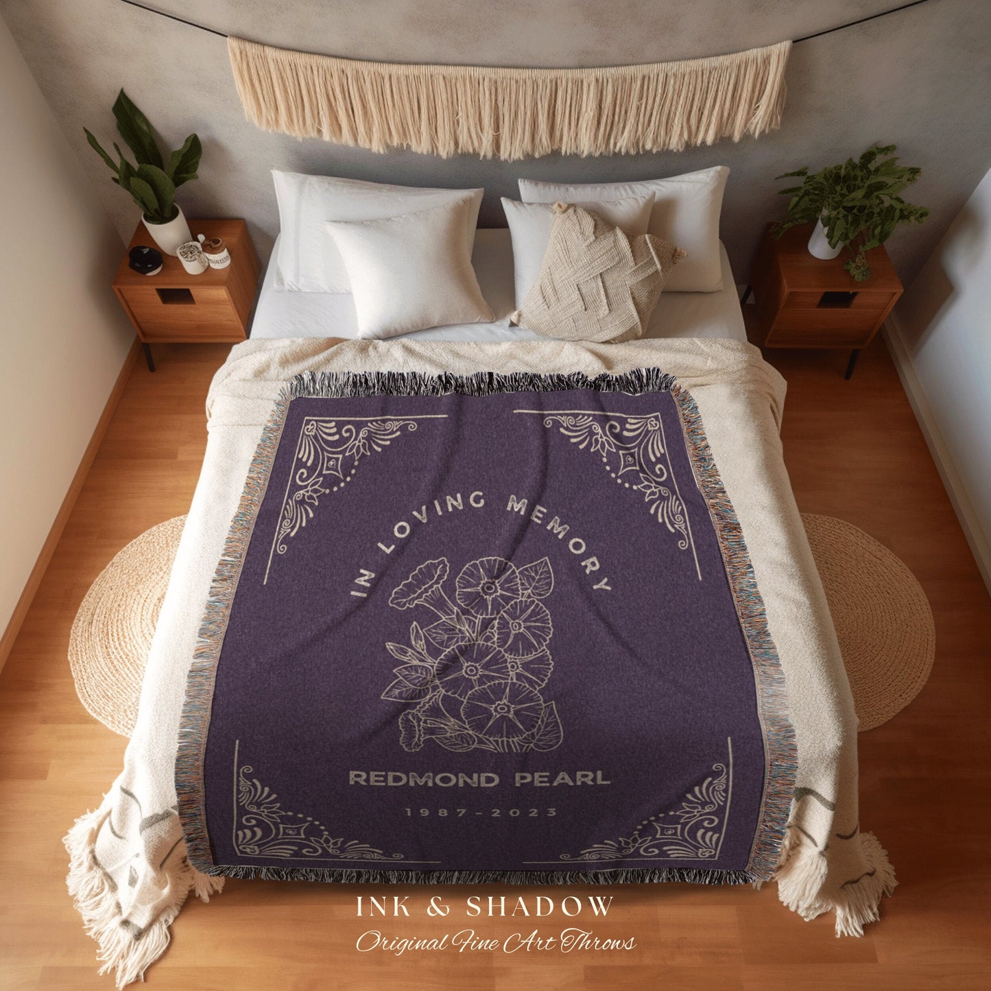 In Loving Memory Custom Gift for Loss | Sympathy Blanket Sentimental Tapestry Woven Blanket Personalized Memory Blanket Comforting Keepsake