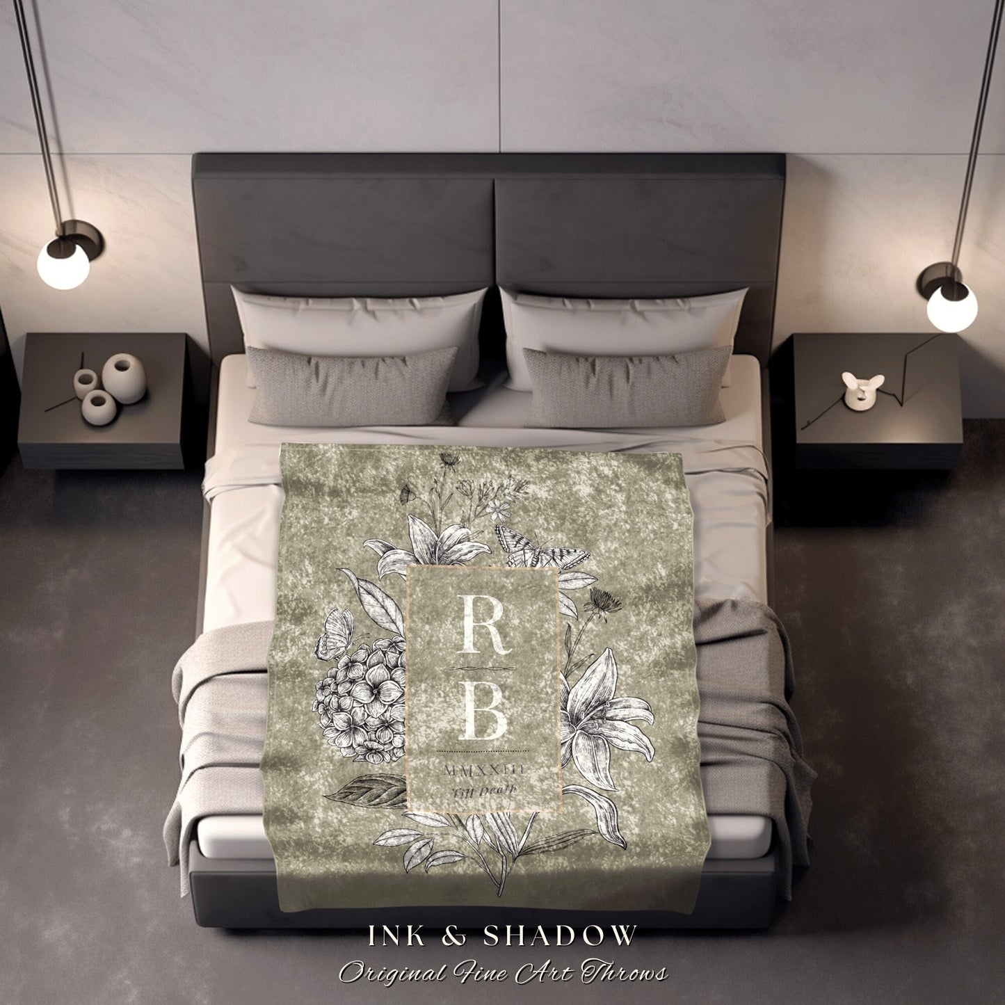 His and Hers Initial Blanket Woven | Cotton Anniversary Blanket Personalized Wedding Initial Gift Monogram Anniversary Gift Mr & Mrs Blanket