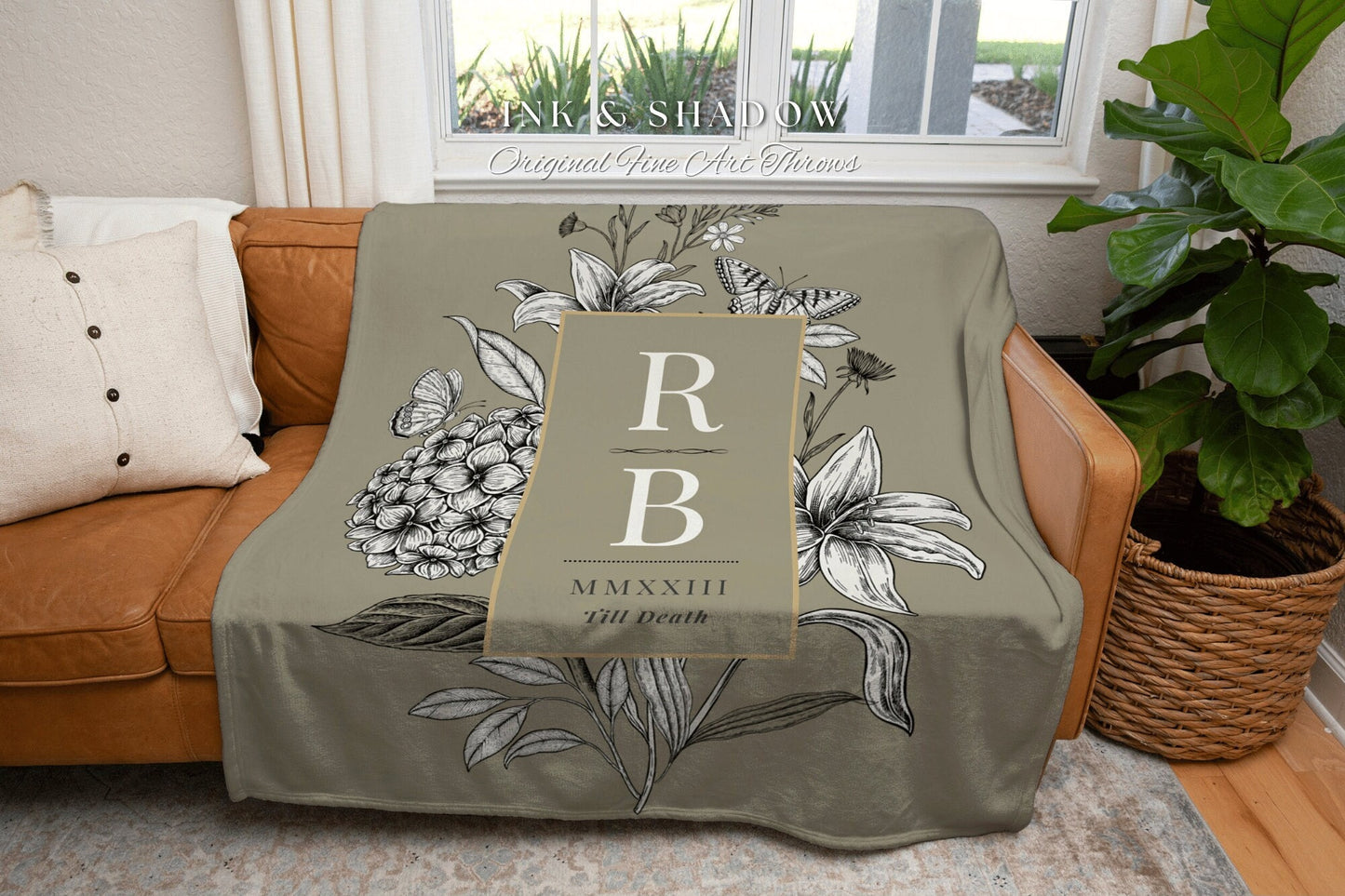 His and Hers Initial Blanket Woven | Cotton Anniversary Blanket Personalized Wedding Initial Gift Monogram Anniversary Gift Mr & Mrs Blanket