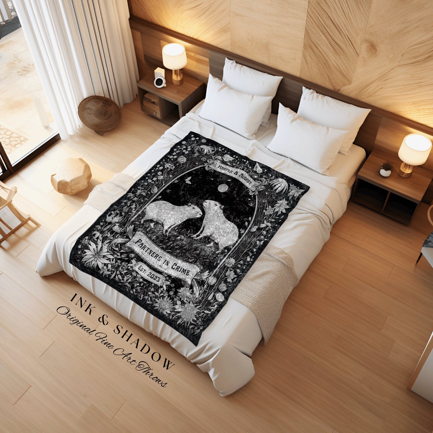 Partners in Crime BFF Blanket Woven | Personalized Tapestry Custom Name Gift Bestie Blanket Capybara Tapestry Personalized BFF Personalized