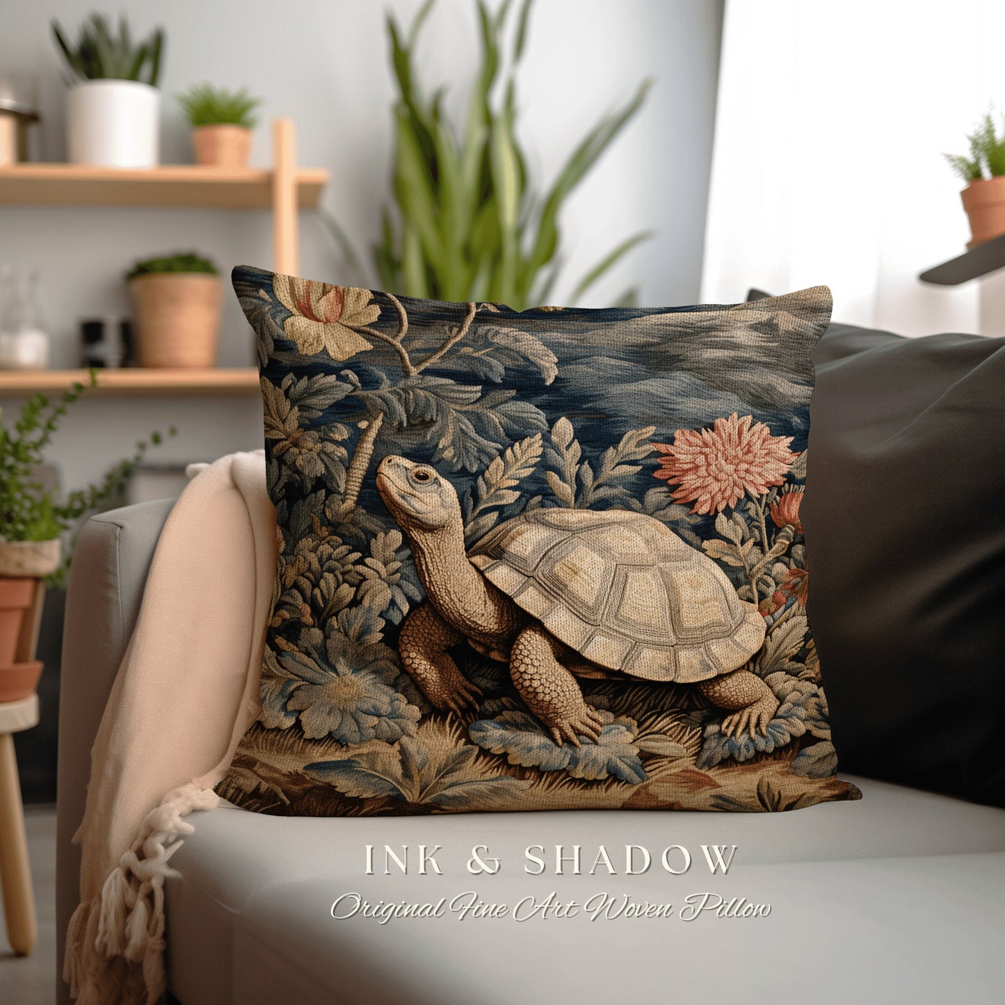 Morris Pillow Fairycore Decor | Botanical Woven Pillow William Morris Inspired Boho Decor Crowcore Pillow Fairy Aesthetic Throw Pillow