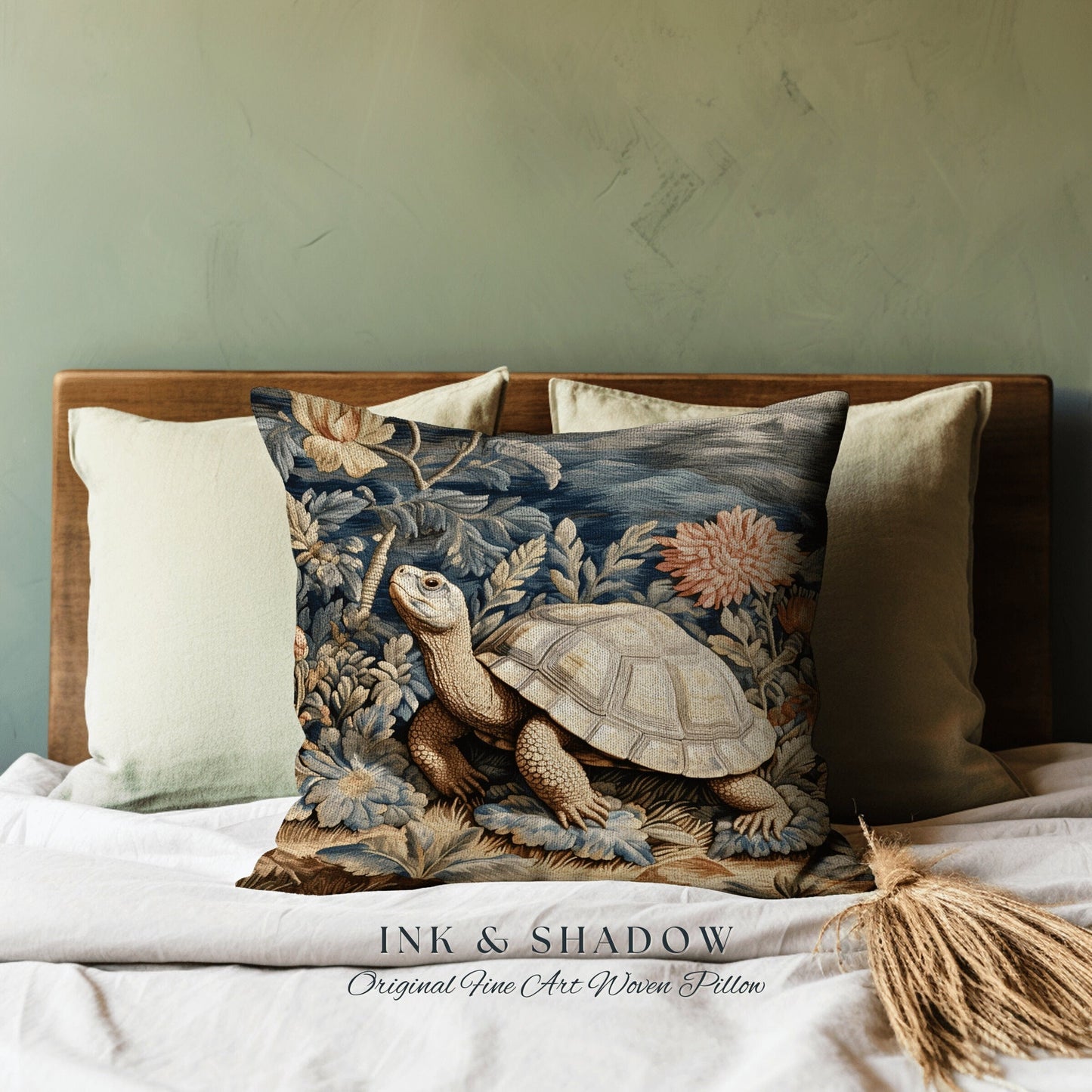 Morris Pillow Fairycore Decor | Botanical Woven Pillow William Morris Inspired Boho Decor Crowcore Pillow Fairy Aesthetic Throw Pillow