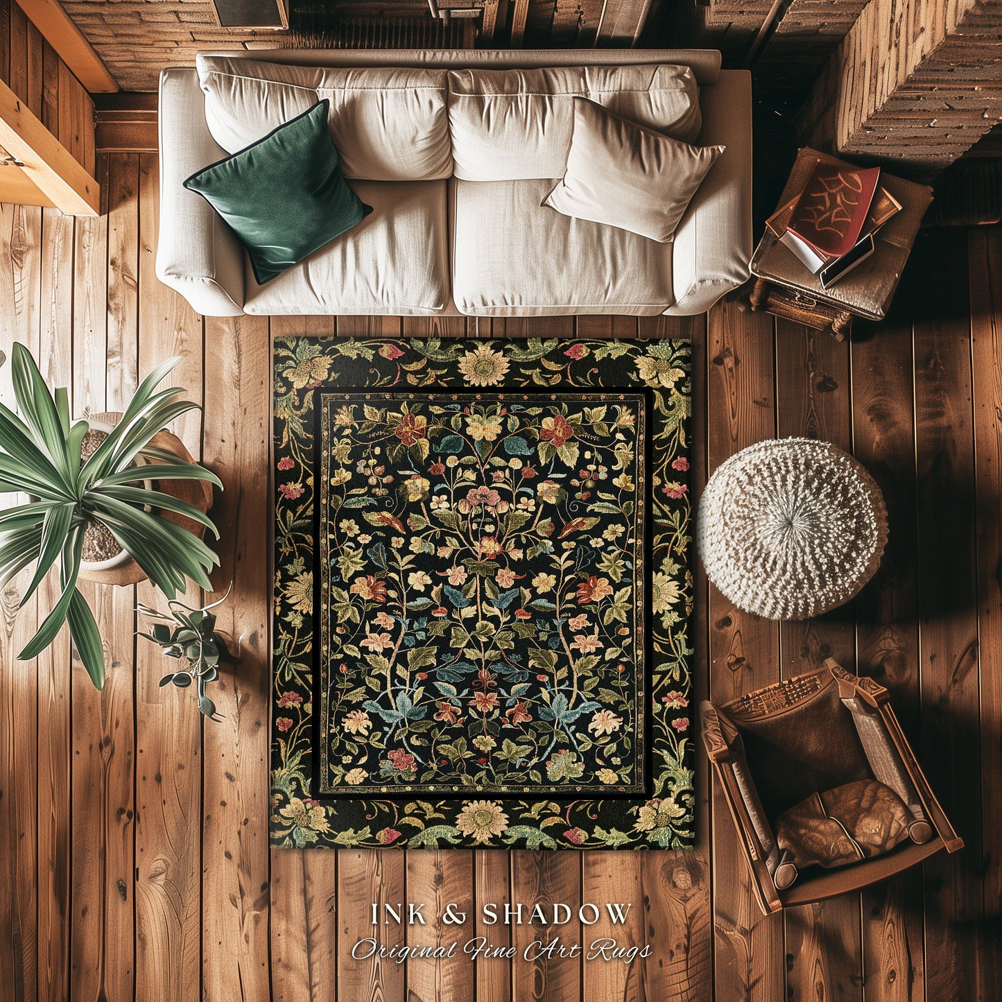 Bedroom Floor Mat Cottagecore | Bohemian Aesthetic Living Room Home Decor Rustic Housewarming Gift Cottagecore Earth Tone Bedroom Decor