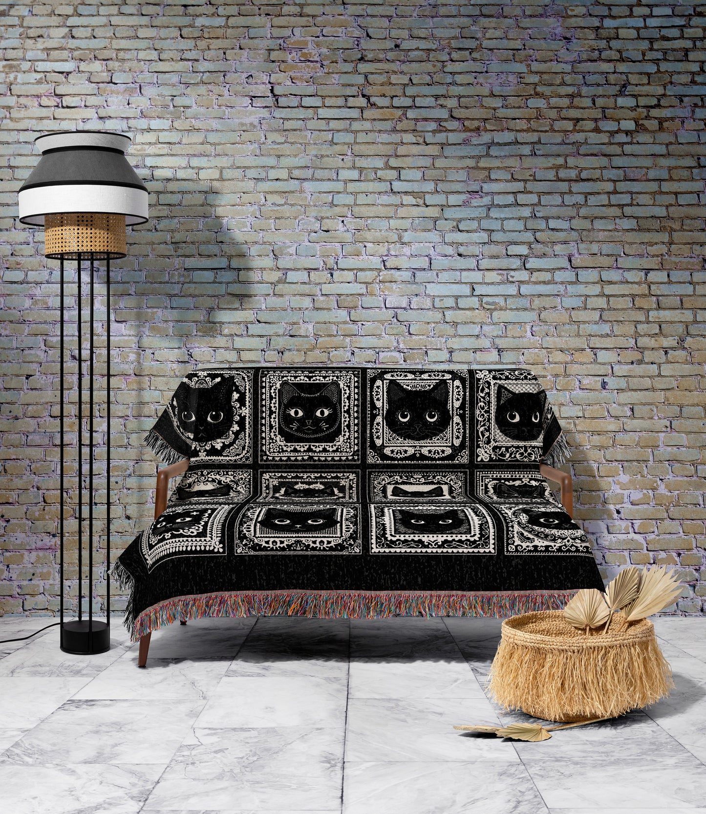 Black Cats Blanket Cute Cozy Gothic Decor Dark Cottagecore Tapestry Throw Witchy Decor Bedroom Gift for Cat Lovers Fall Halloween Blanket