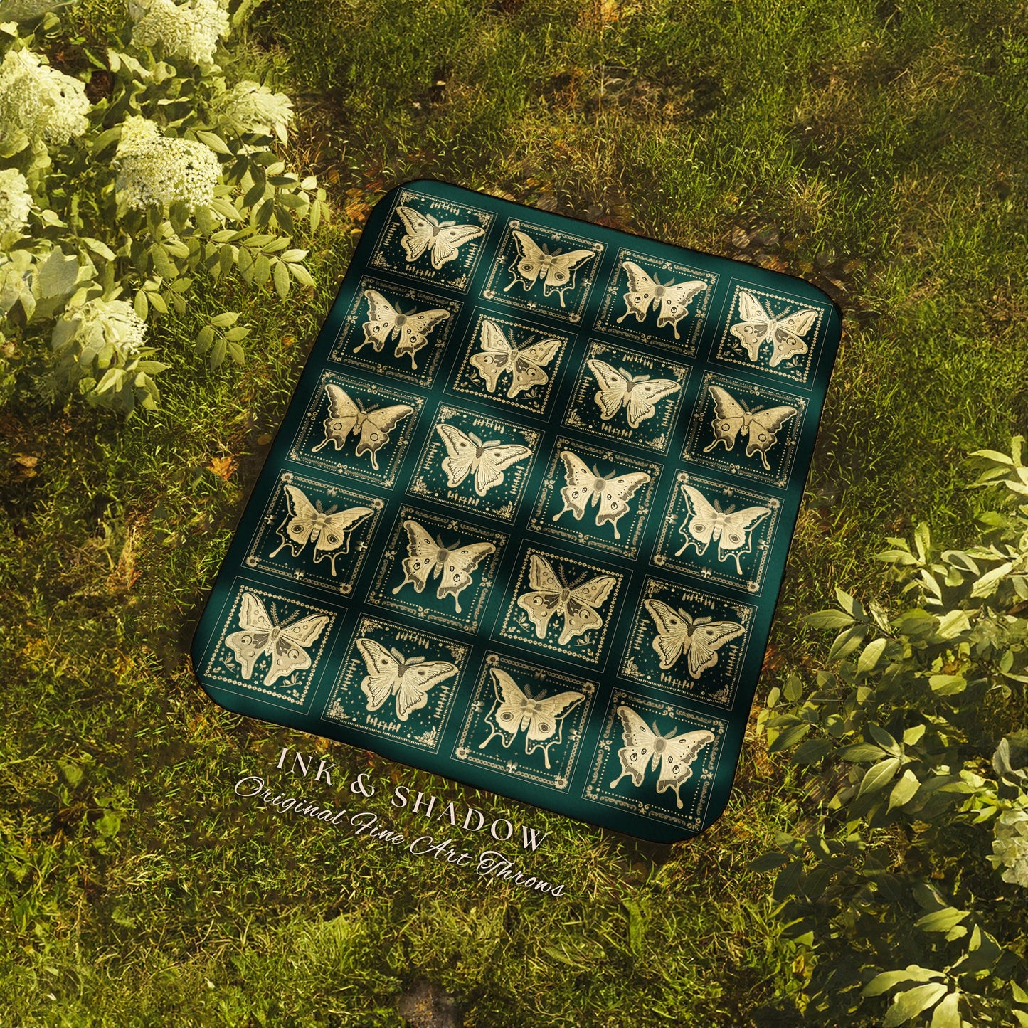 Rustic Ethereal Cozy Butterfly Blanket | Whimsigoth Ethereal Witchy Whimsical Woodland Fairycore Decor Folklore Boho Gothic Room Decor Cute