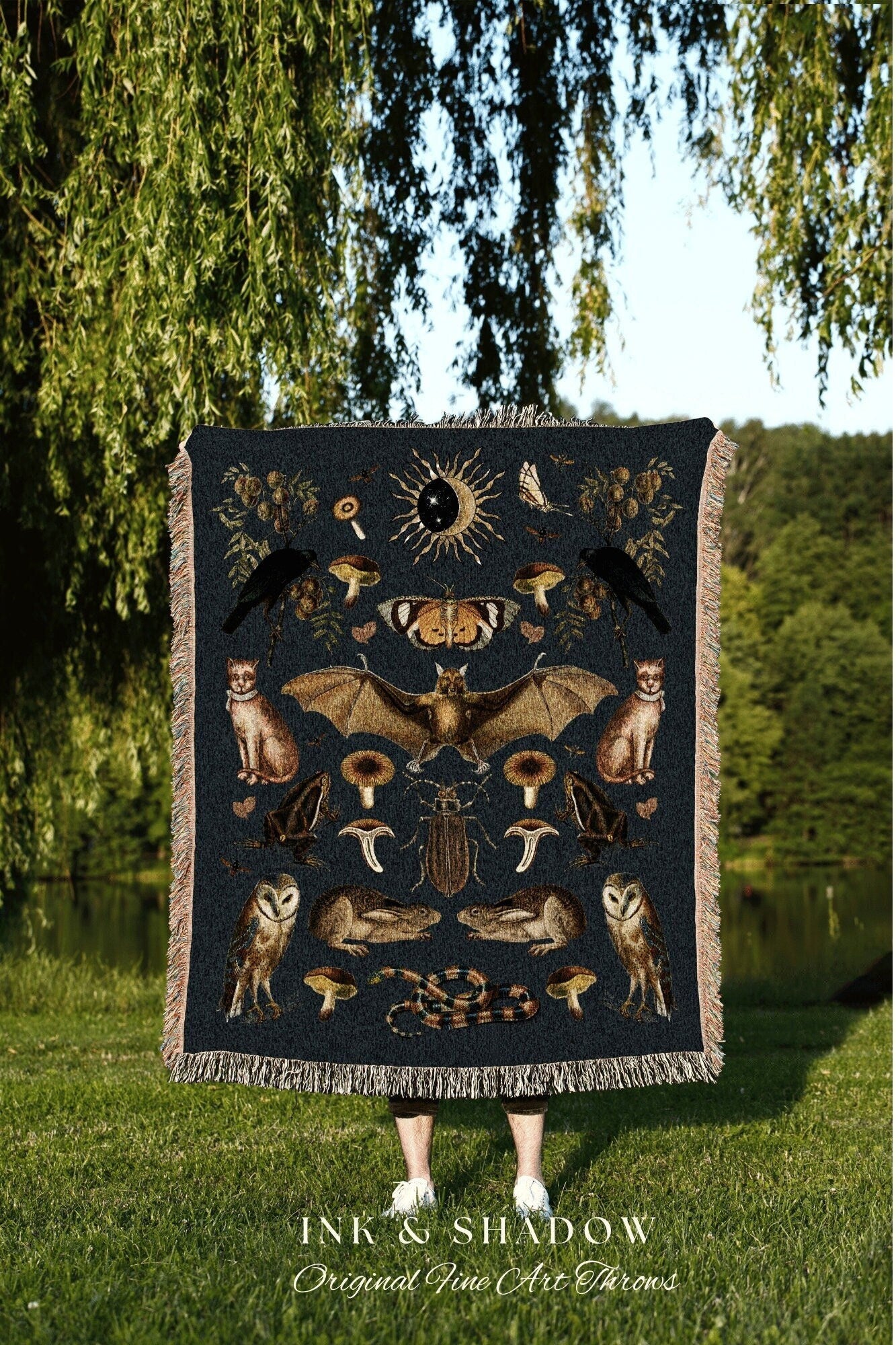 Whimsigoth Celestial Goth Tapestry | Witchy Decor Gothic Tapestry | Whimsigoth Decor Witchy Decor Bedroom Goth Woven Blanket Witch Gift |