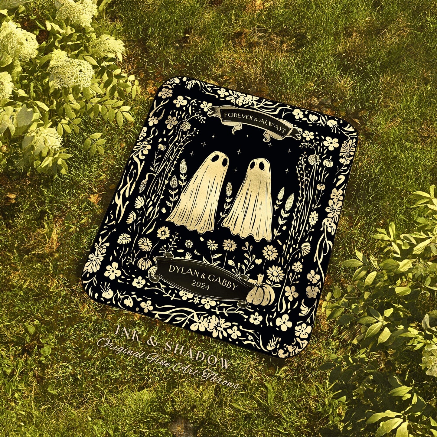 You're My Boo Personalized Throw Blanket | Dark Cottagecore Custom Gothic Couple Tapestry Woven Throw His & Her Gift for Partner Meaningful