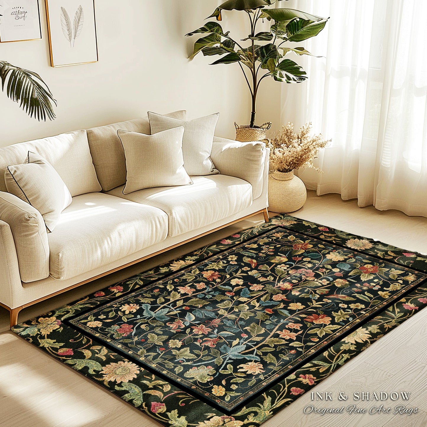 Bedroom Floor Mat Cottagecore | Bohemian Aesthetic Living Room Home Decor Rustic Housewarming Gift Cottagecore Earth Tone Bedroom Decor