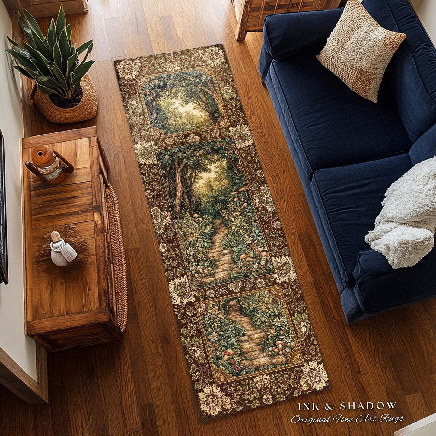 Mushroom Forest Magical Woodland Round Rug | Ethereal Mystic Academia Folklore Inspired Fairy Core Aesthetic Home Accent Rug Magical Whimsy