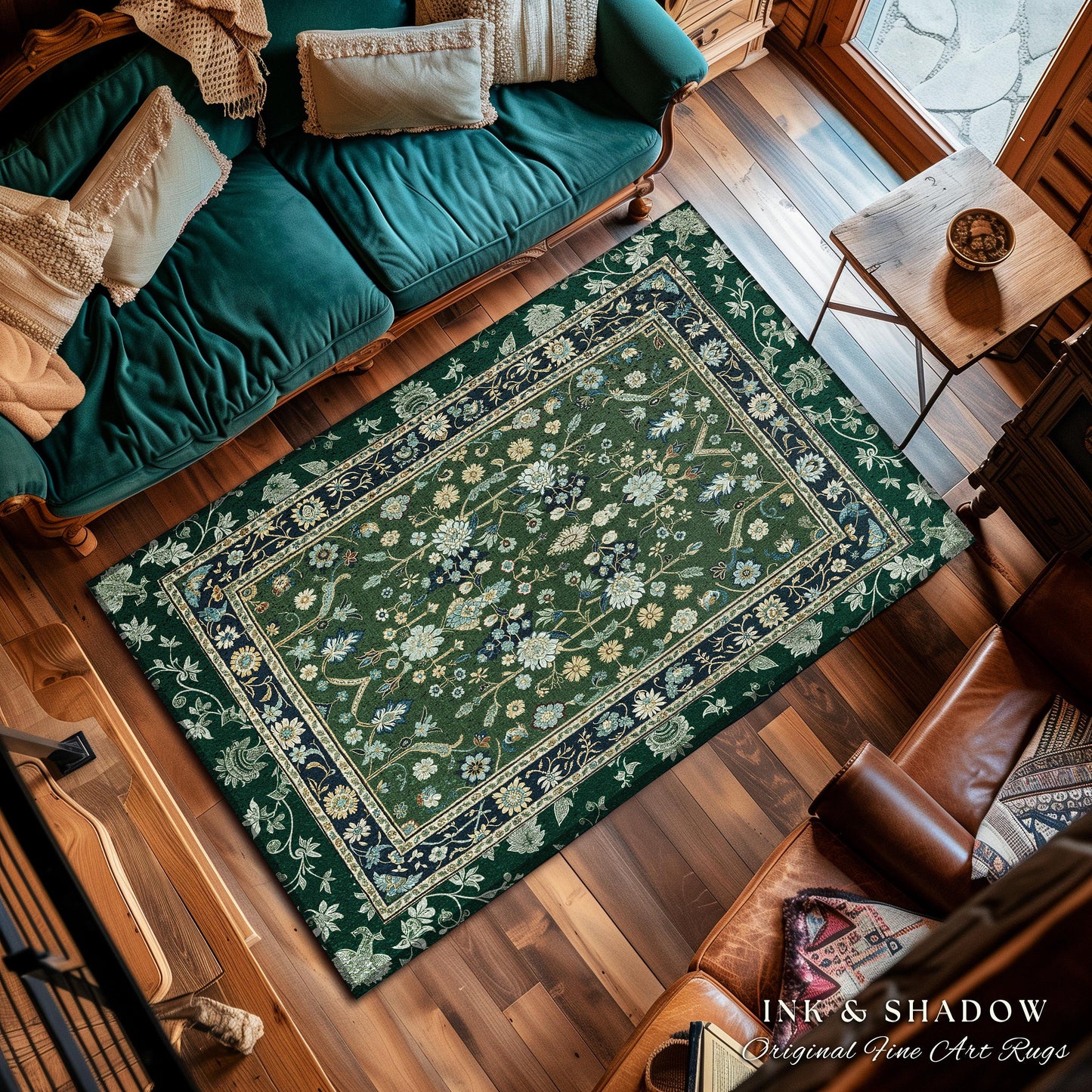 Muted Green Boho Area Rug | Rustic Aesthetic Living Room Pastel Green Home Decor Housewarming Gift Cottagecore Green Bedroom Floor Mat |