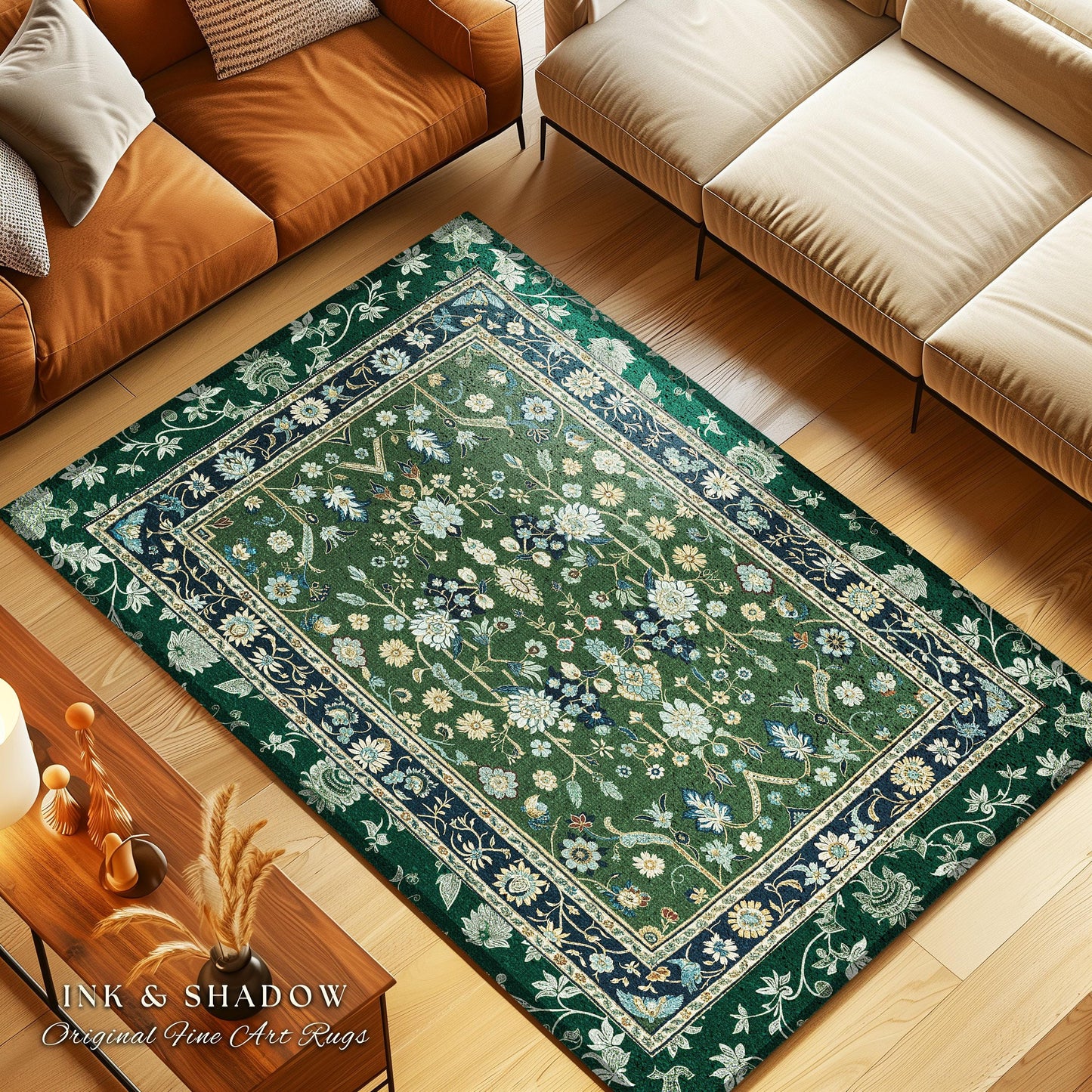 Muted Green Boho Area Rug | Rustic Aesthetic Living Room Pastel Green Home Decor Housewarming Gift Cottagecore Green Bedroom Floor Mat |