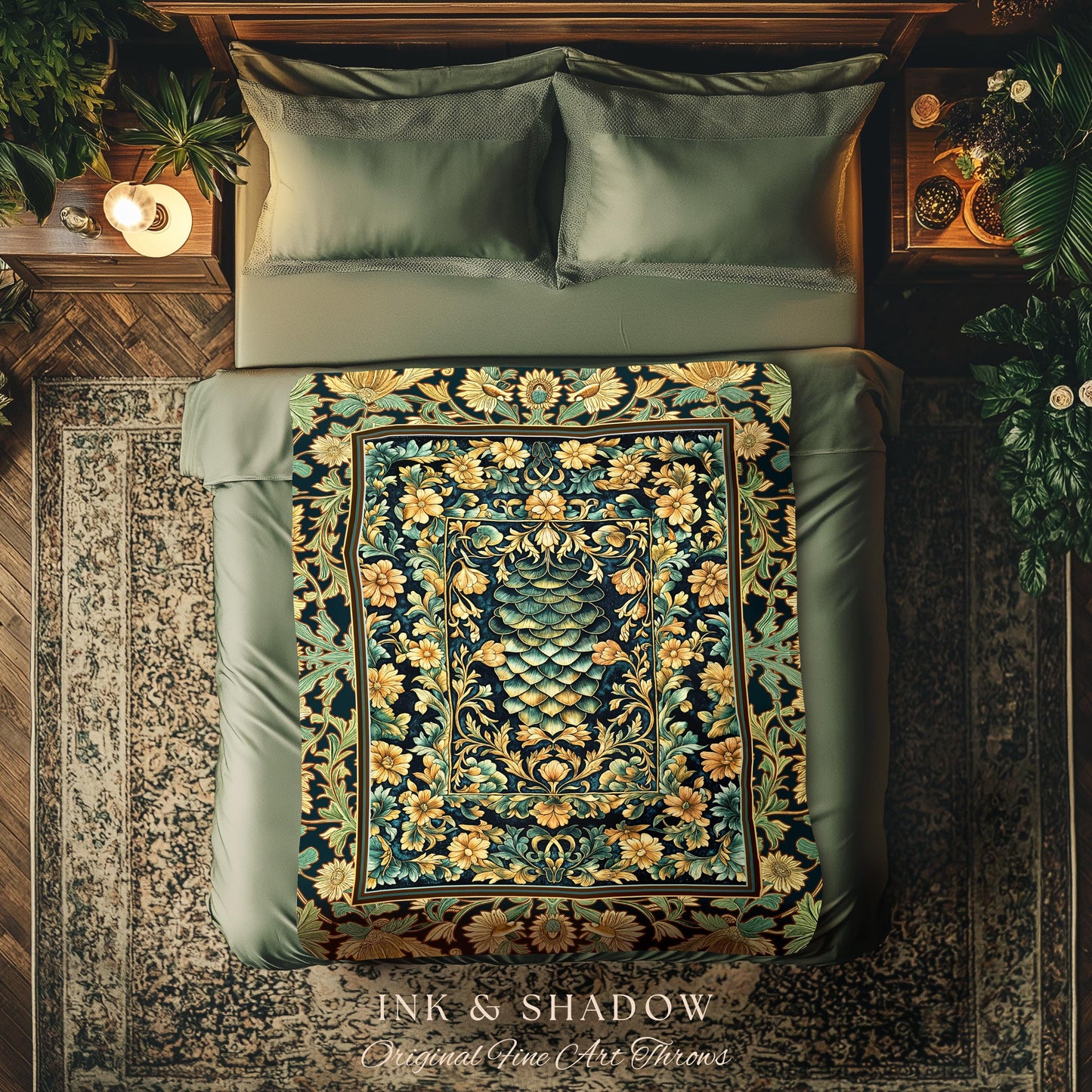 Medieval Maximalist Ethereal Tapestry | Soft Pastel Castlecore Woven Throw Blanket Fairy Grunge Ornate Dragon Scale Rustic Victorian Style |