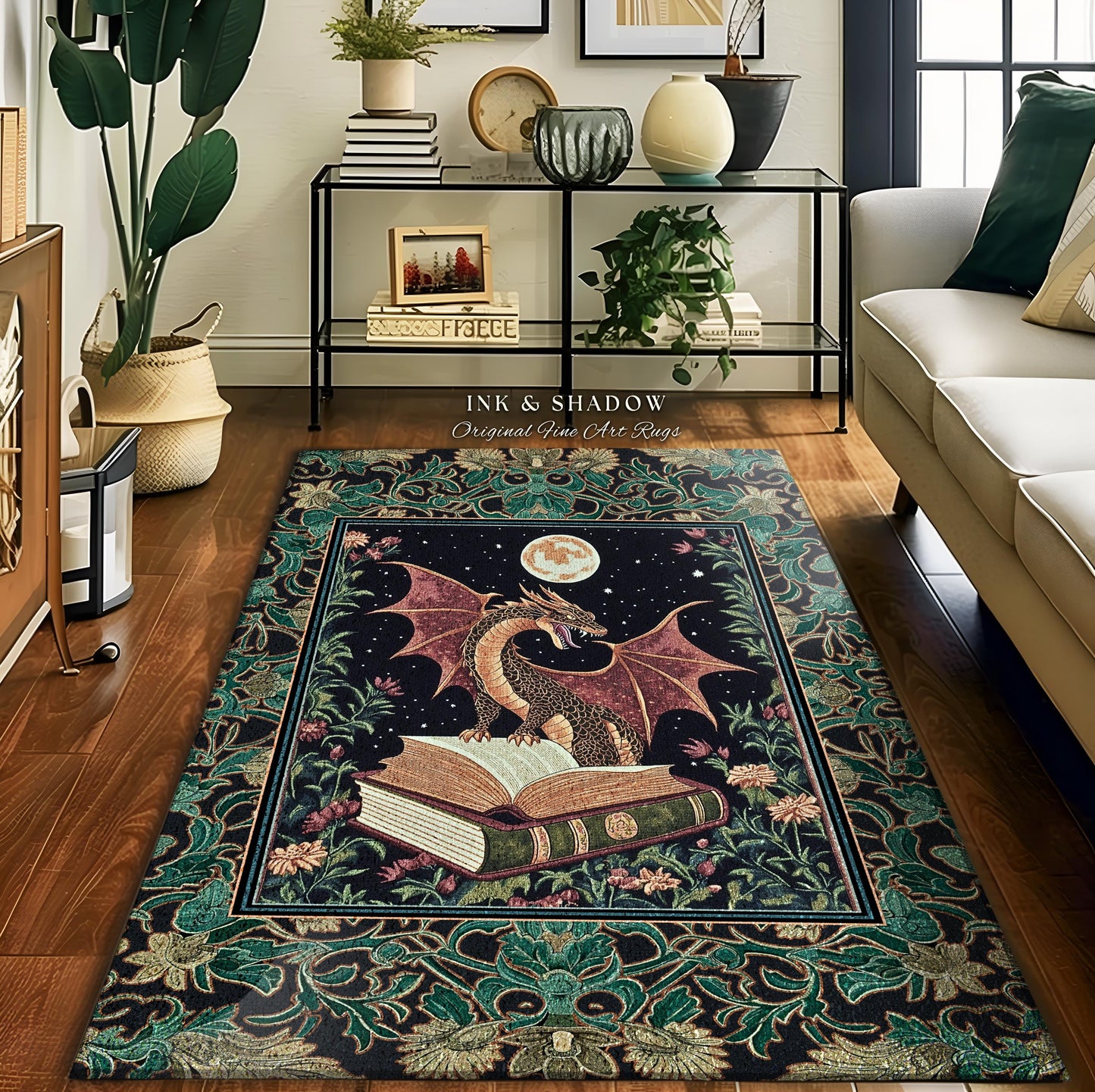 Dark Academia Medieval Folklore Rug | Nordic Witchy Gothic Dark Magic Woodland Reading Corner Moody Accent Rug Bedroom Dark Cottagecore |