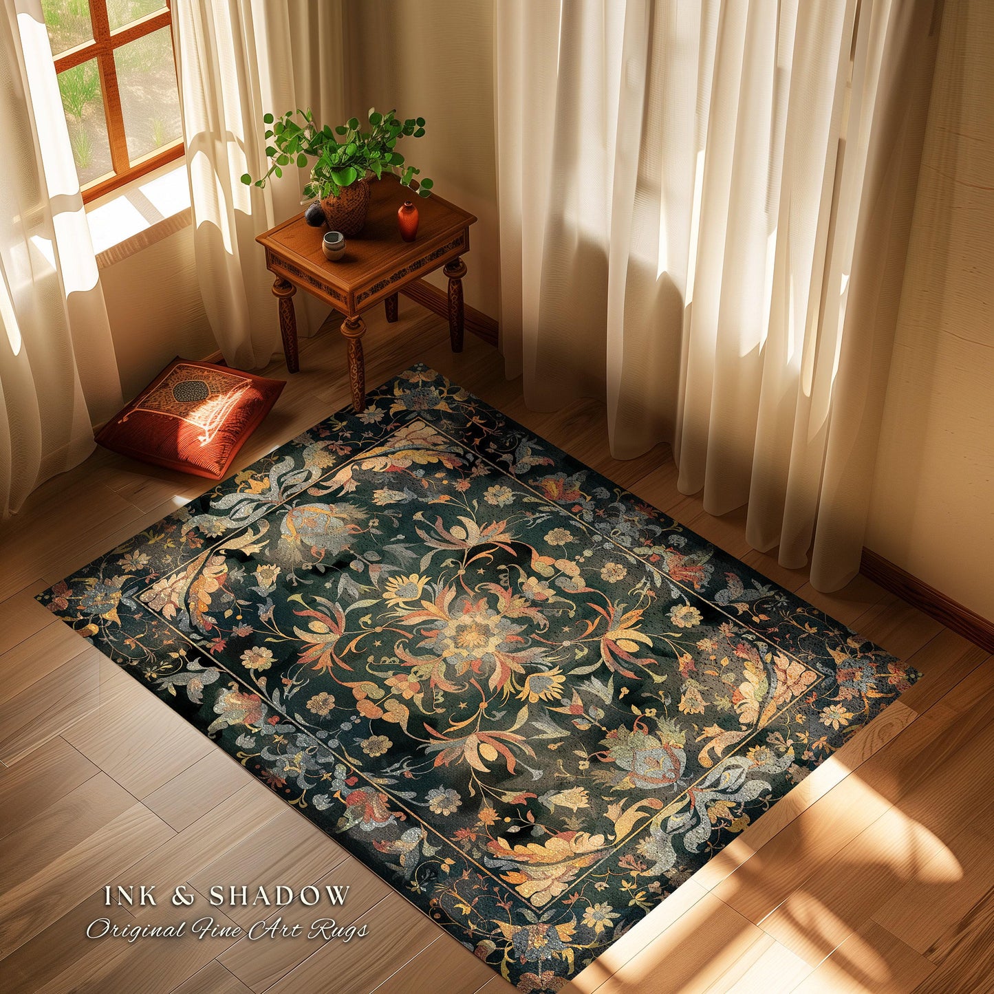 Colorful Area Rug Rainbow Style | Trippy Aesthetic Living Room Home Decor Hippie Gift Cottagecore Psychedelic Bedroom Mat Multi-Color Art