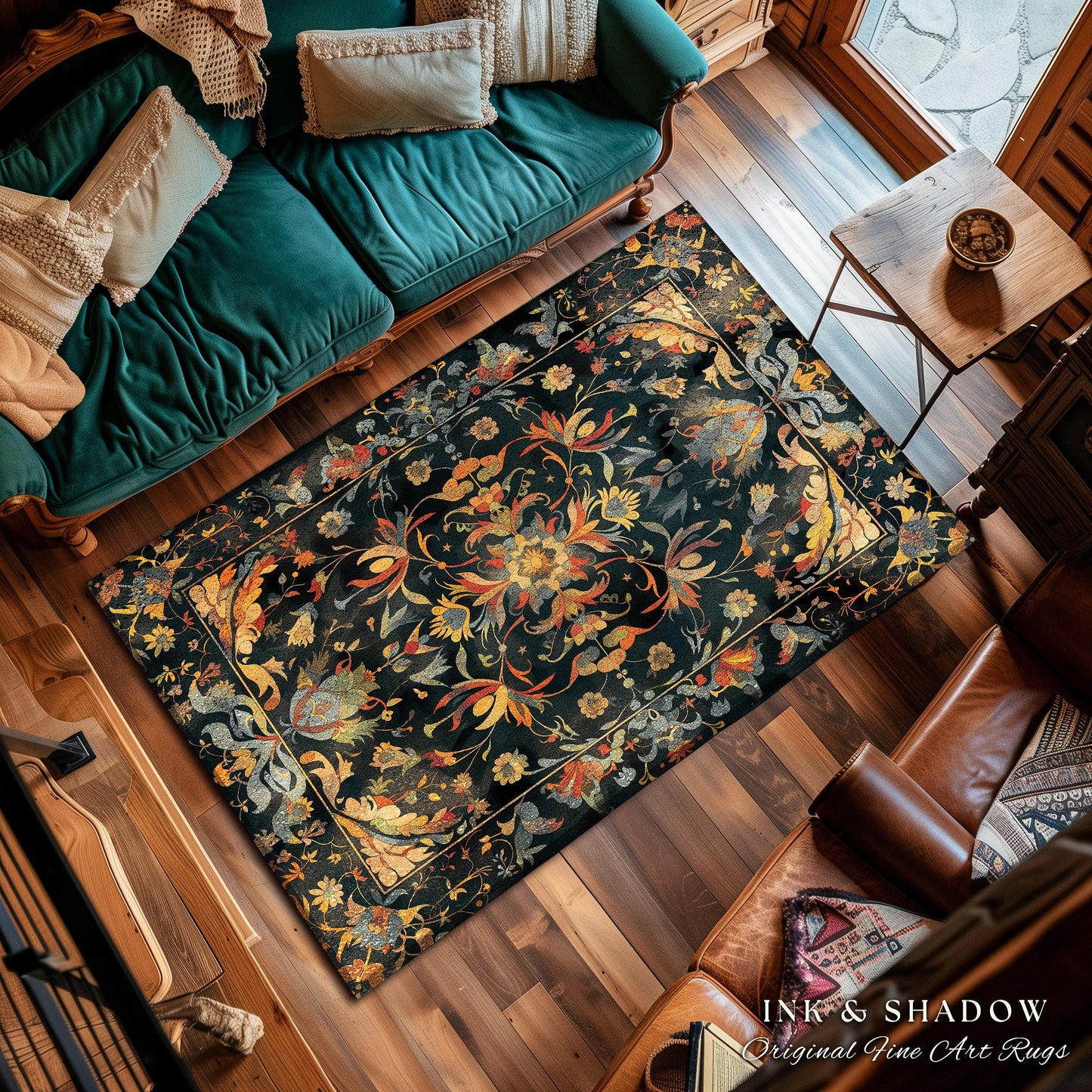 Colorful Area Rug Rainbow Style | Trippy Aesthetic Living Room Home Decor Hippie Gift Cottagecore Psychedelic Bedroom Mat Multi-Color Art