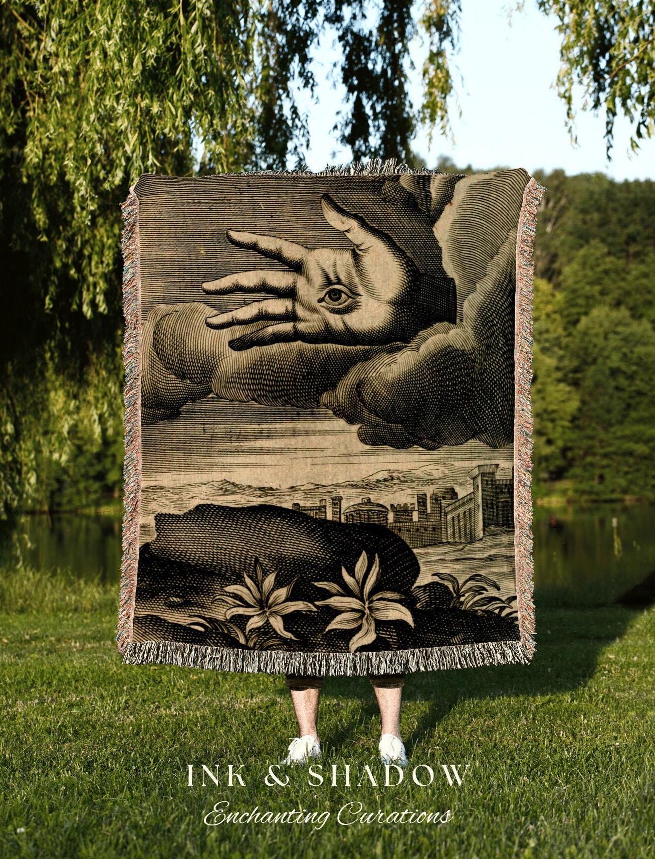 Dark Academia Tapestry Woven Blanket | Woven Wall Hanging Whimsigoth Decor | "Recueil D'emblemes Divers" | Dark Cottagecore Gothic Tapestry