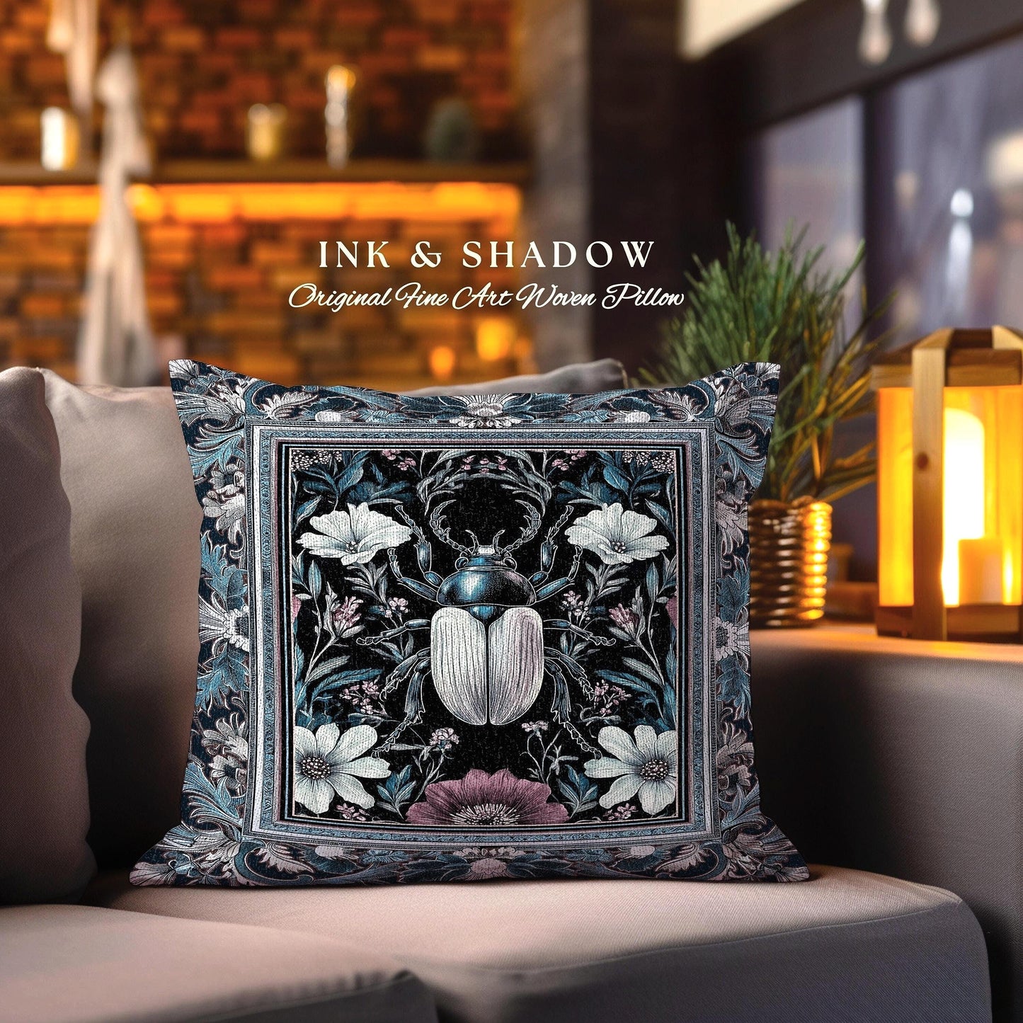 a decorative pillow on a couch in a living room