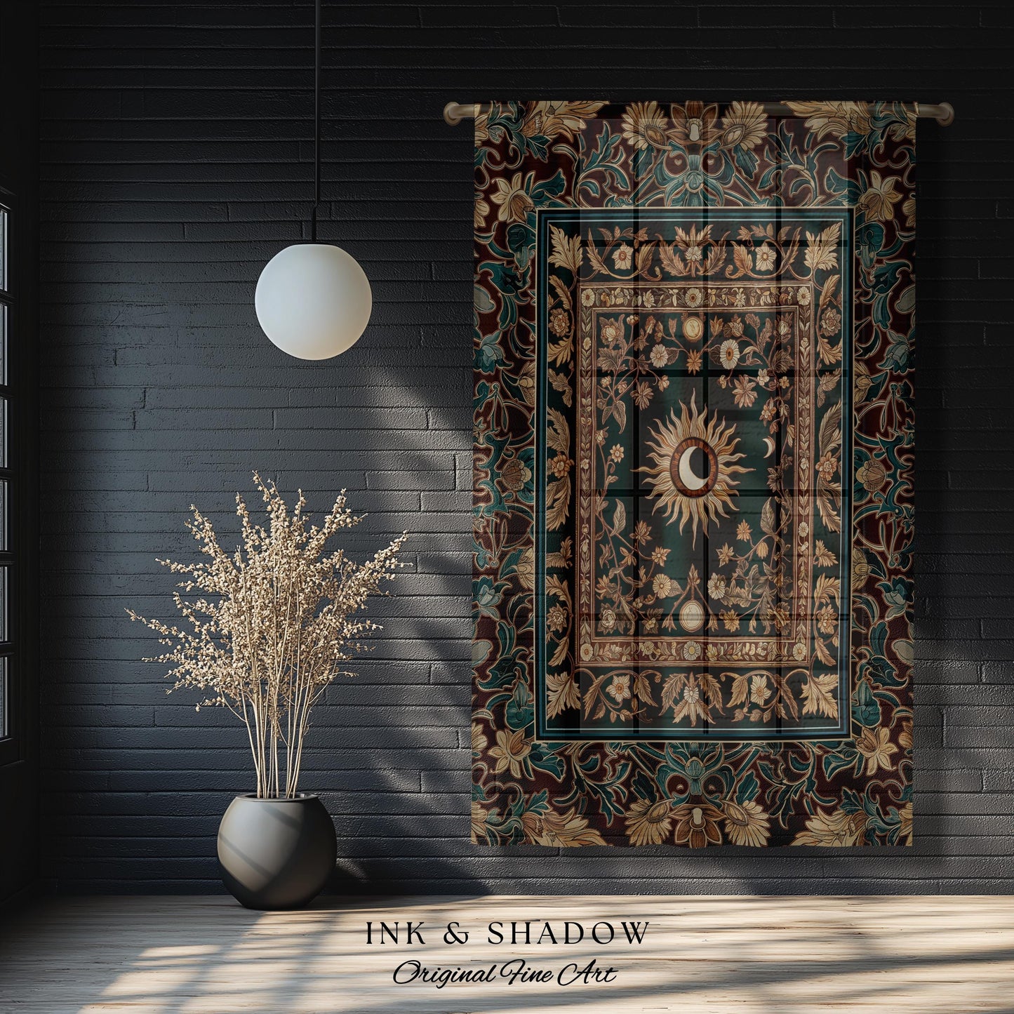 Moon and Sun Ethereal Bohemian Curtains | Celestial Tarot Aesthetic Zodiac Inspired Maximalist Bedroom Ethereal Astrology Witchy Drapes |