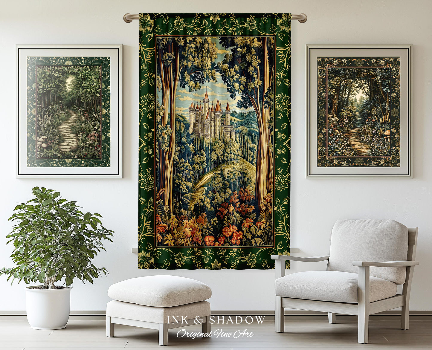 Fairytale Aesthetic Castle Drapes Fairycore Folklore Inspired Decor | Magical Woodland Bedroom Whimsigothic Ethereal Forest Window Curtains