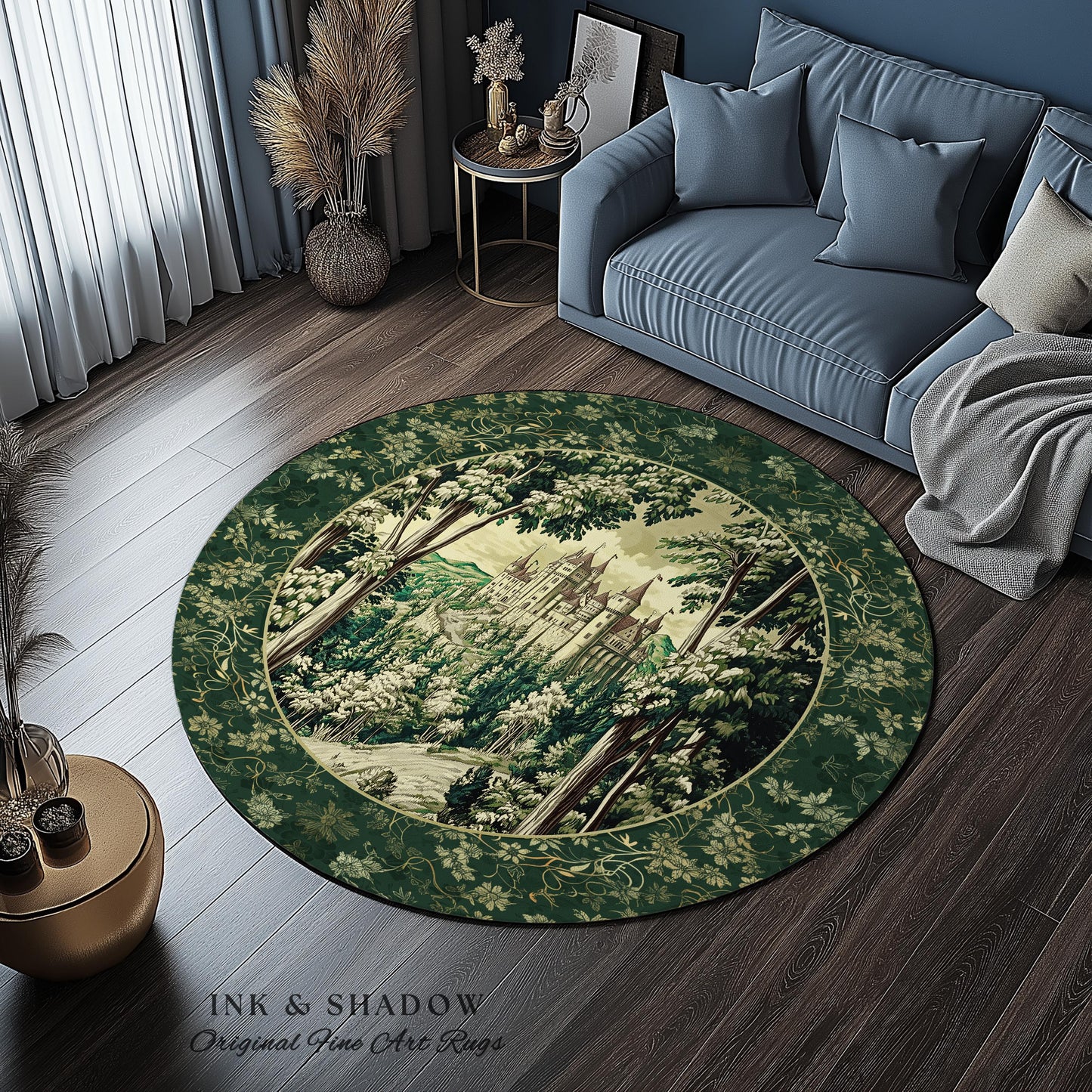 Medieval Castle Woodland Forest Runner Rug | Forestcore Dark Academia Fairytale Inspired Fairycore Aesthetic Hallway Accent Rug Magical |