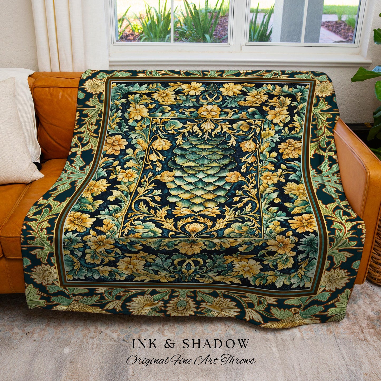 Medieval Maximalist Ethereal Tapestry | Soft Pastel Castlecore Woven Throw Blanket Fairy Grunge Ornate Dragon Scale Rustic Victorian Style |