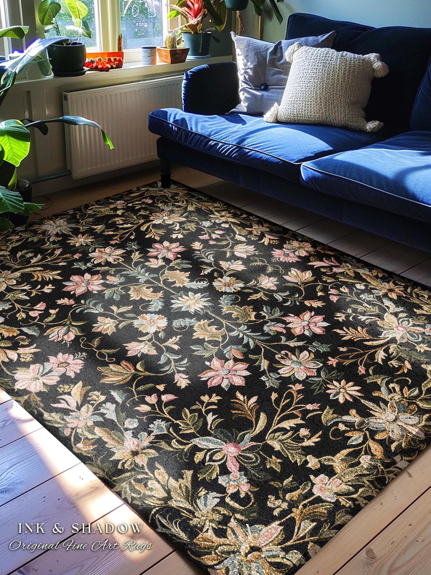 Pastel Baroque Floral Fairycore Rug | Soft Cottagecore Whimsical Wildflower Decor Vintage Fairytale Aesthetic Romantic Victorian Accent Art