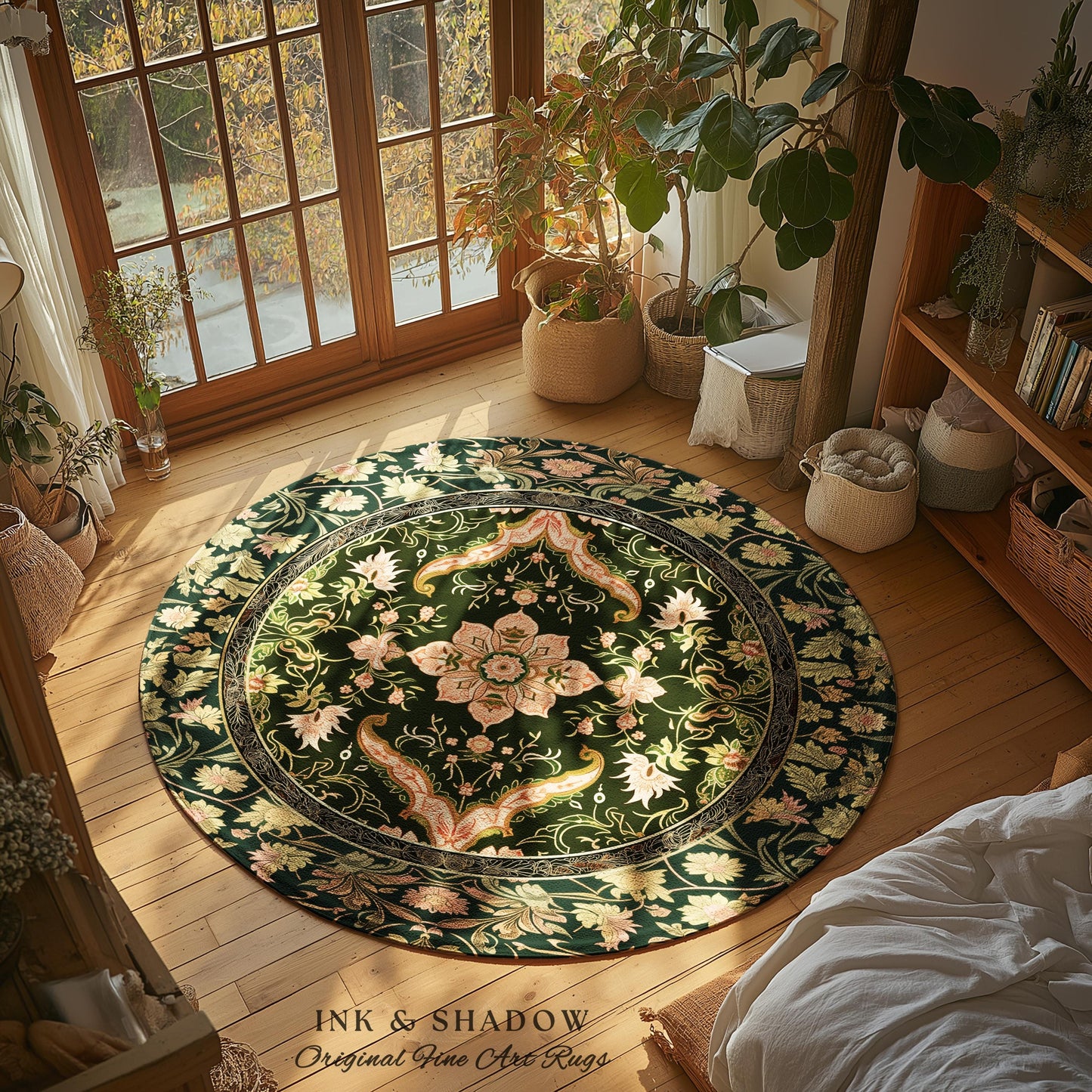 Baroque Elegance Ornate Accent Rug | Whimsical Bohemian Area Rug Classical Ornamental Style Victorian Floral Elegance Art Deco Bedroom Boho