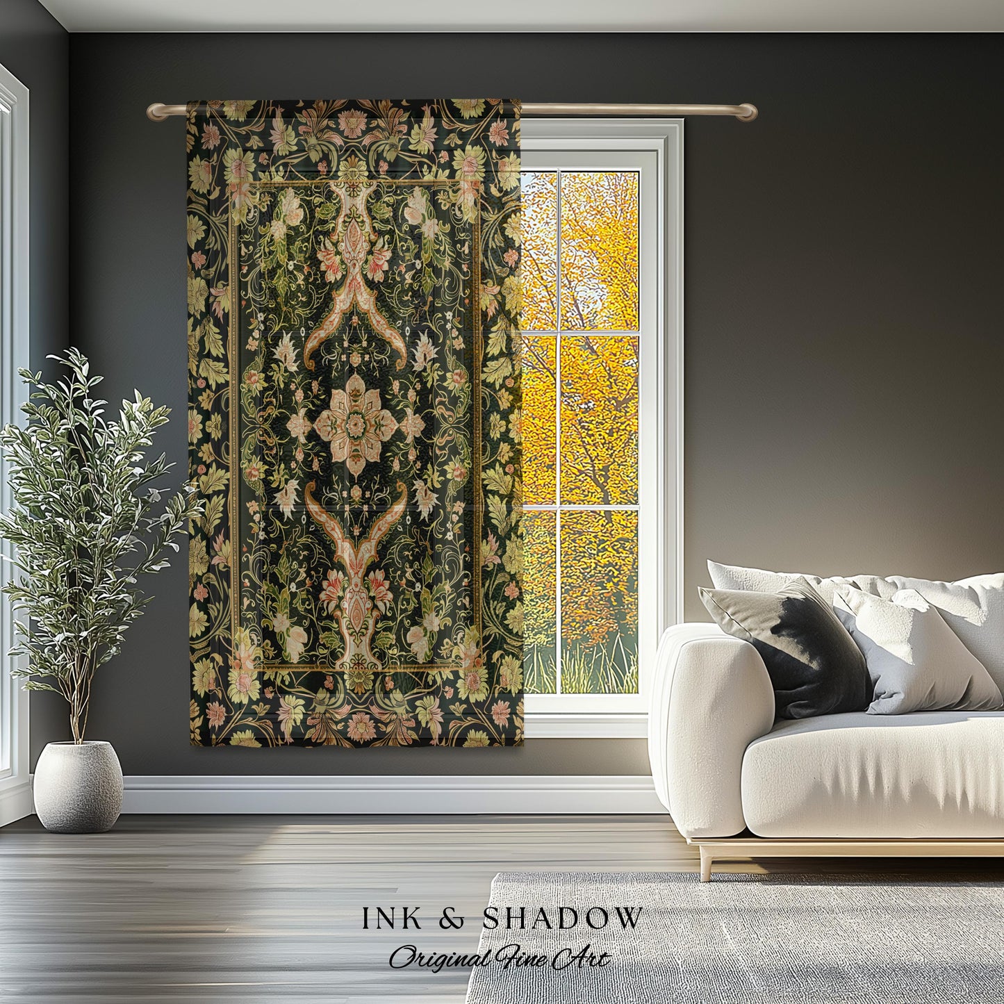 Baroque Elegance Ornate Curtains | Whimsical Bohemian Drapes Classical Ornamental Style Victorian Floral Elegance Art Deco Bedroom Boho |