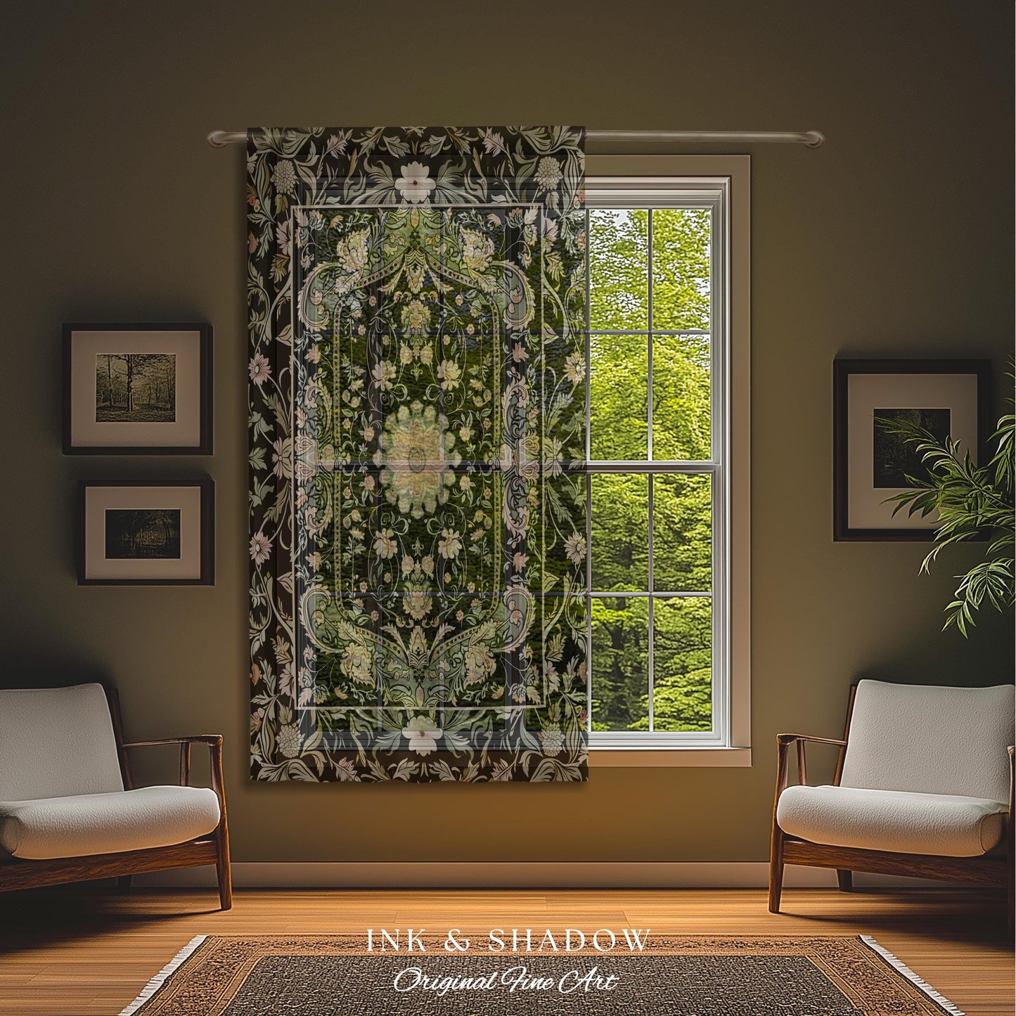 Pastel Gothic Witchy Window Drapes | Ornate Bedroom Decor Artistic Victorian Moody Unique Interior Home Accent Dark Academia Aesthetic Style