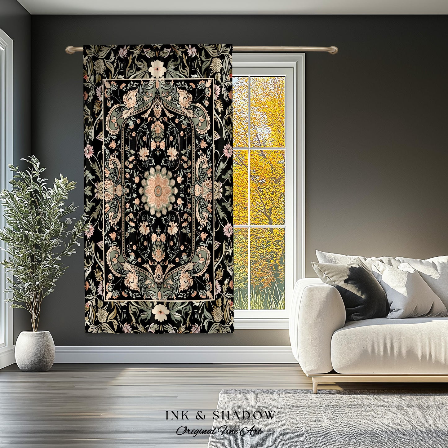 Pastel Gothic Witchy Window Drapes | Ornate Bedroom Decor Artistic Victorian Moody Unique Interior Home Accent Dark Academia Aesthetic Style