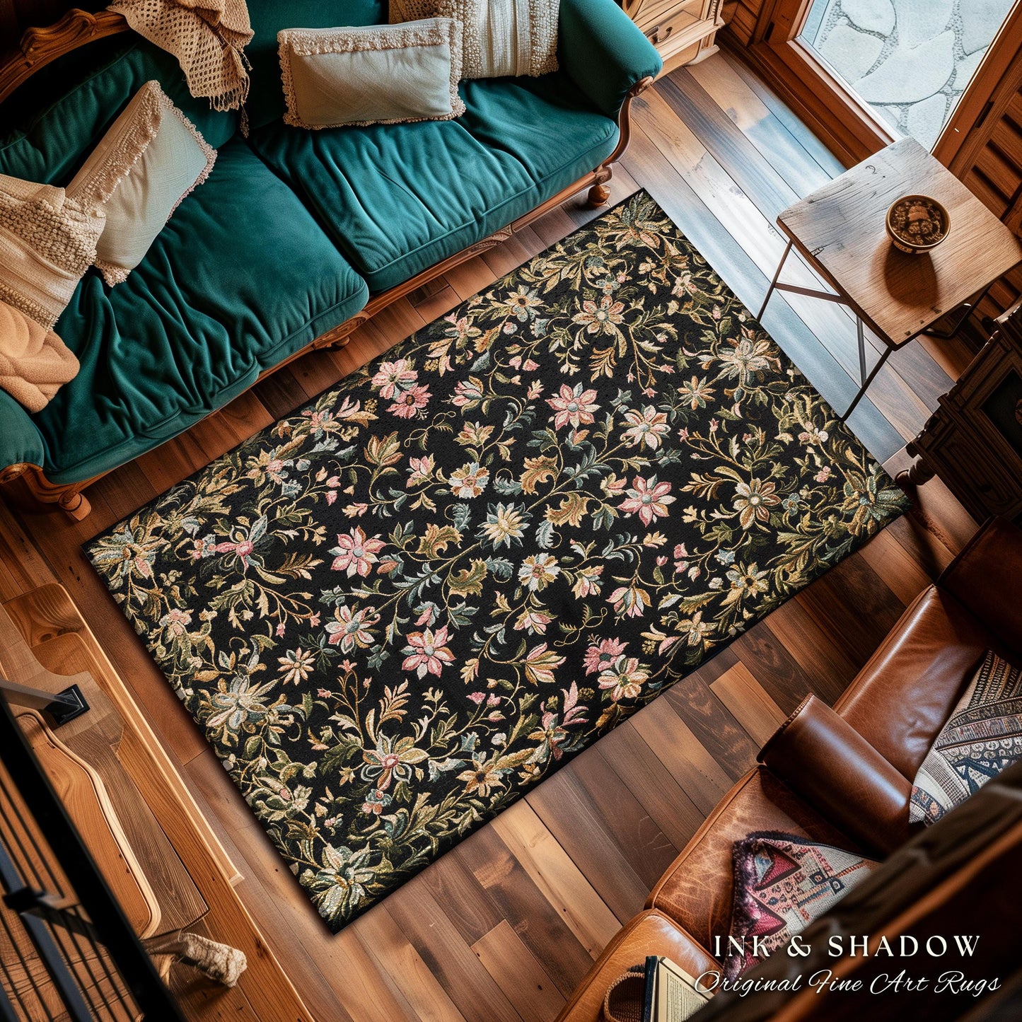 Pastel Baroque Floral Fairycore Rug | Soft Cottagecore Whimsical Wildflower Decor Vintage Fairytale Aesthetic Romantic Victorian Accent Art