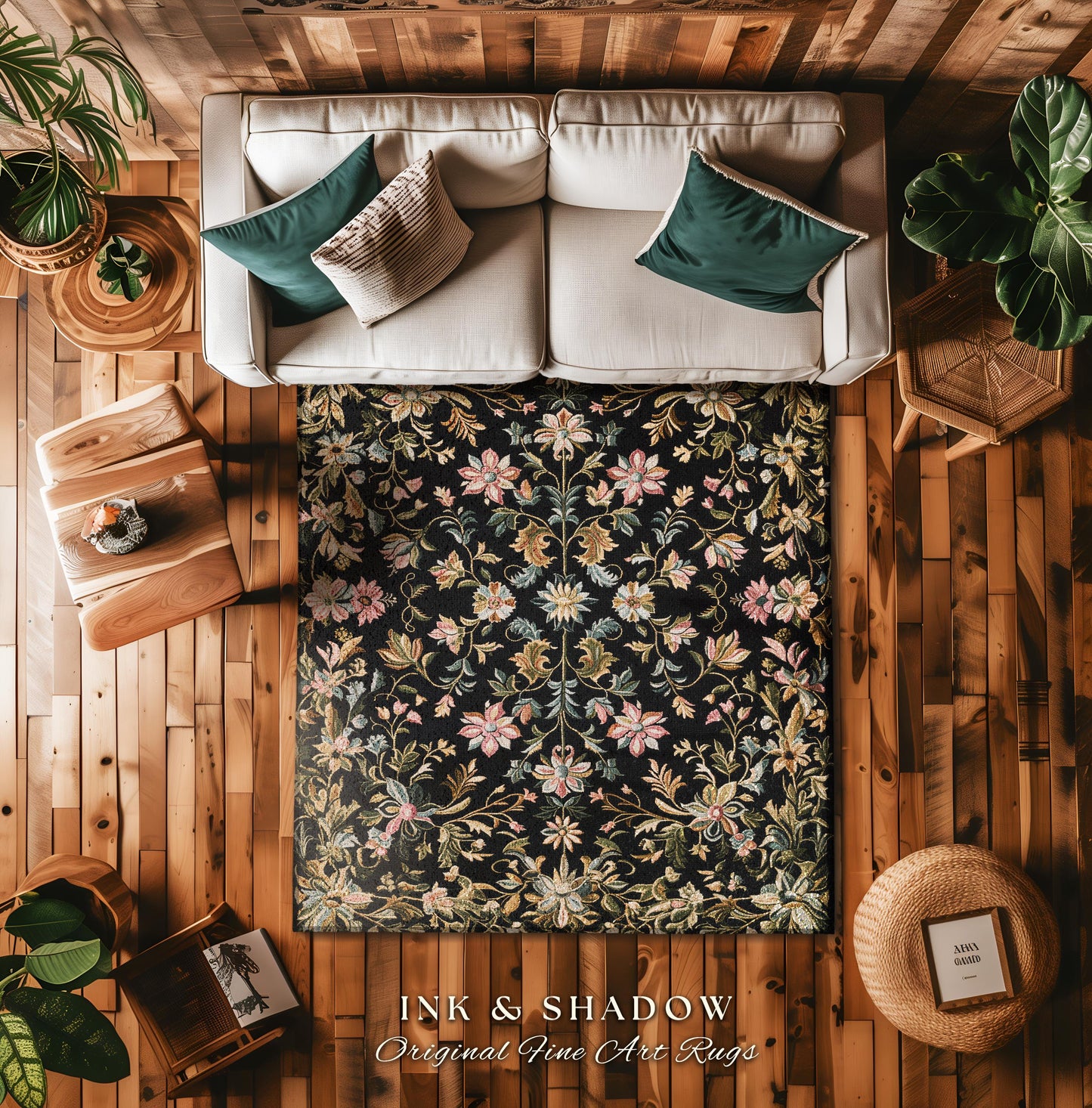 Pastel Baroque Floral Fairycore Rug | Soft Cottagecore Whimsical Wildflower Decor Vintage Fairytale Aesthetic Romantic Victorian Accent Art
