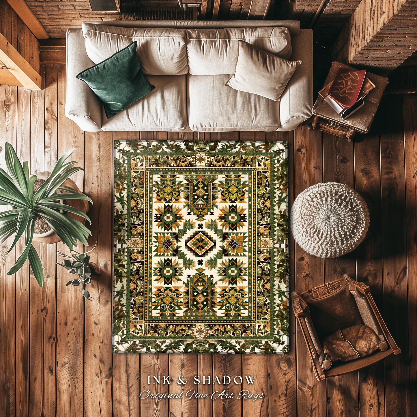 Desert Inspired Accent Rug | Warm Neutral Pattern Modern Boho Look Earthy Interior Soft Lines Muted Color Area Rug Faded Midcentury Appeal
