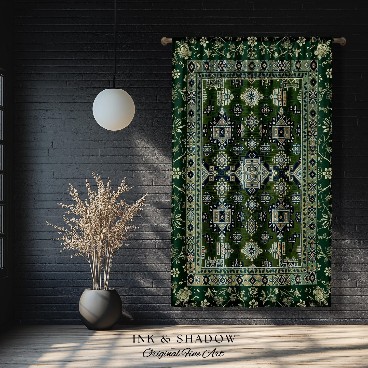 Blue Green Elegant Home Decor Curtain | Rustic Aesthetic Living Room Pastel Drapes Home Decor Housewarming Gift Cottagecore Green Bedroom