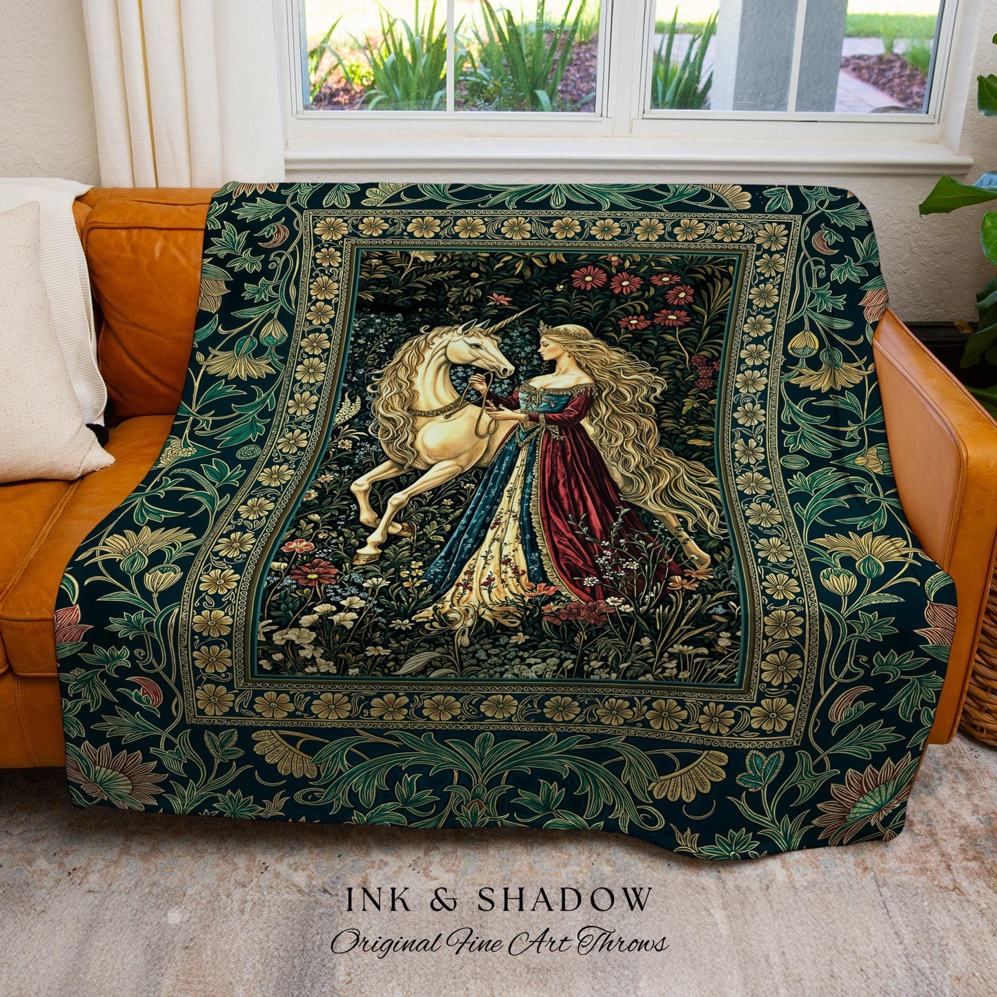 Rich Rococo Fairytale Woven Throw Blanket | Mystical Gothic Romance Aesthetic Regal Princesscore Bedroom Tapestry Cottagecore Renaissance