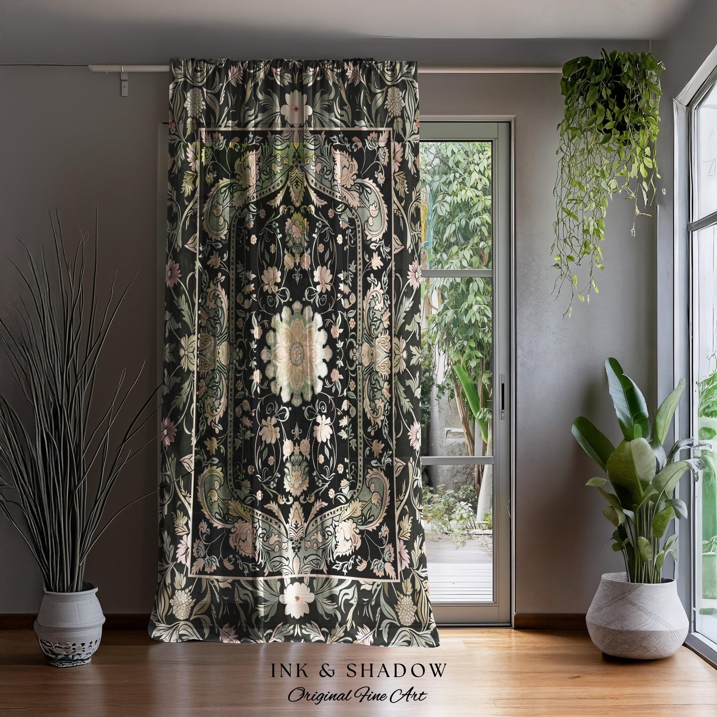 Pastel Gothic Witchy Window Drapes | Ornate Bedroom Decor Artistic Victorian Moody Unique Interior Home Accent Dark Academia Aesthetic Style