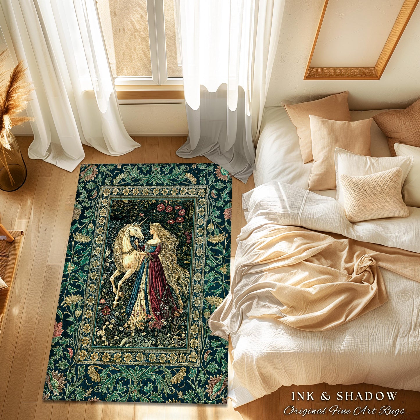 Rich Rococo Fairytale Home Accent Rug | Mystical Gothic Romance Aesthetic Regal Princesscore Bedroom Area Rug Cottagecore Renaissance Decor