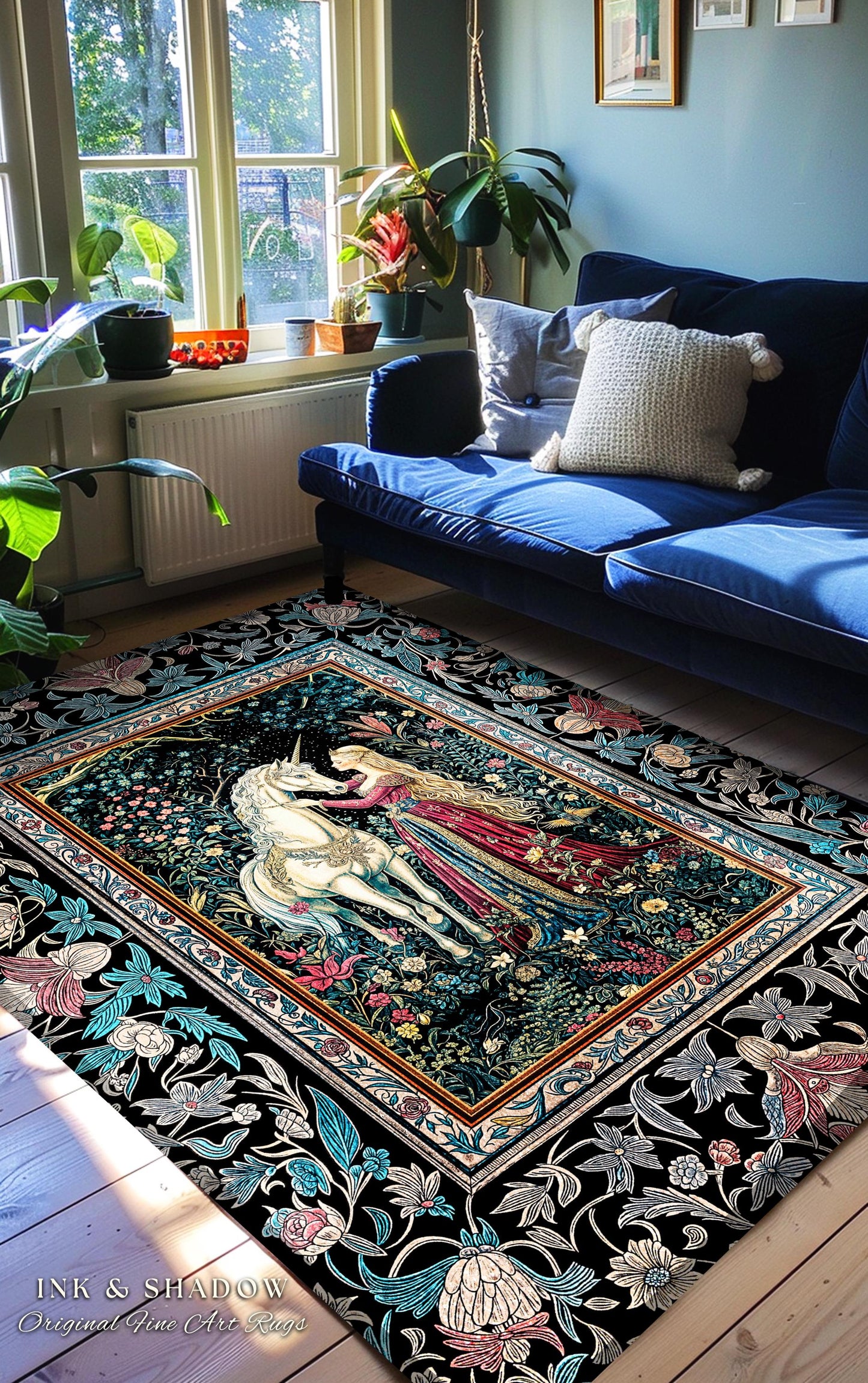 Rustic Fairytale Dark Teal Accent Rug | Rococo Baroque Inspired Decor Medieval Princesscore Home Decor Dreamy Fantasy Bedroom Area Rug Boho